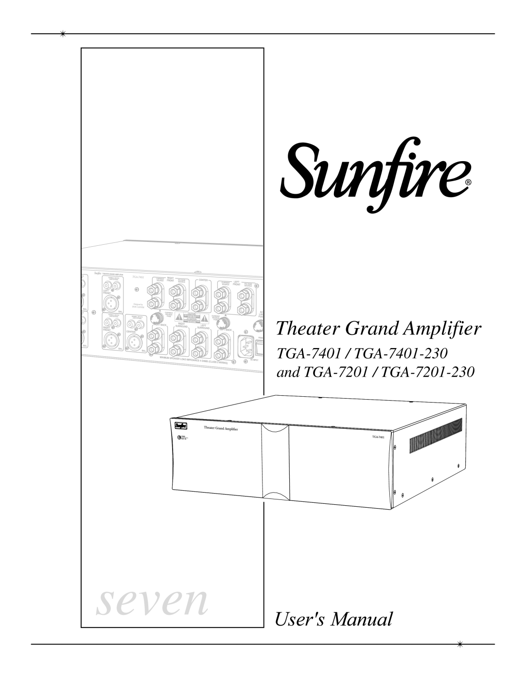 Sunfire TGA-7401-230, TGA-7201-230, TGA7401 manual Seven 