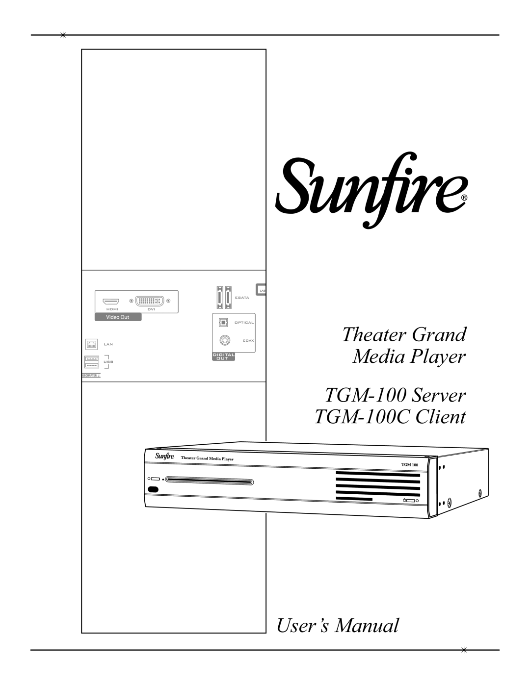 Sunfire TGM-100C user manual 