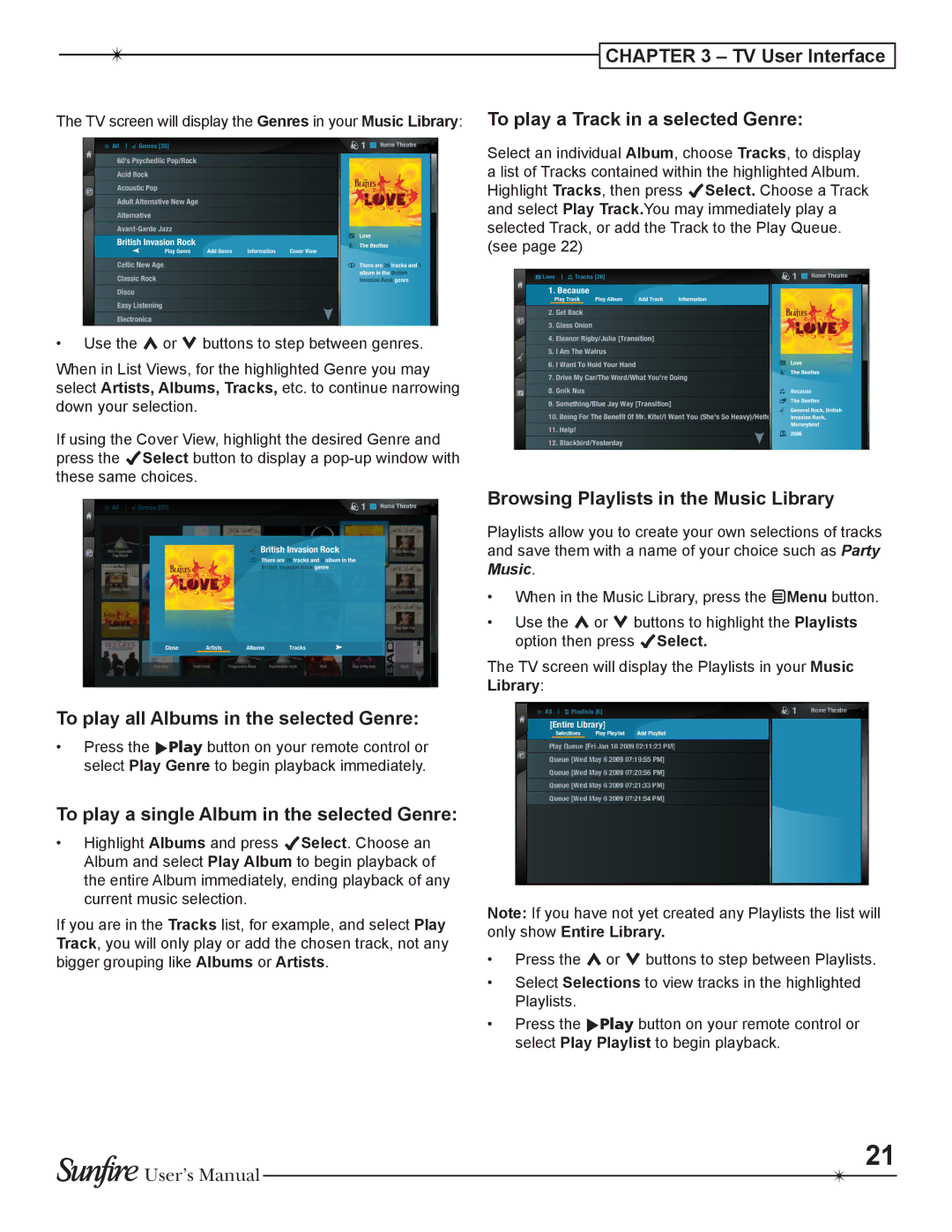 Sunfire TGM-100C user manual To play all Albums in the selected Genre, To play a single Album in the selected Genre 