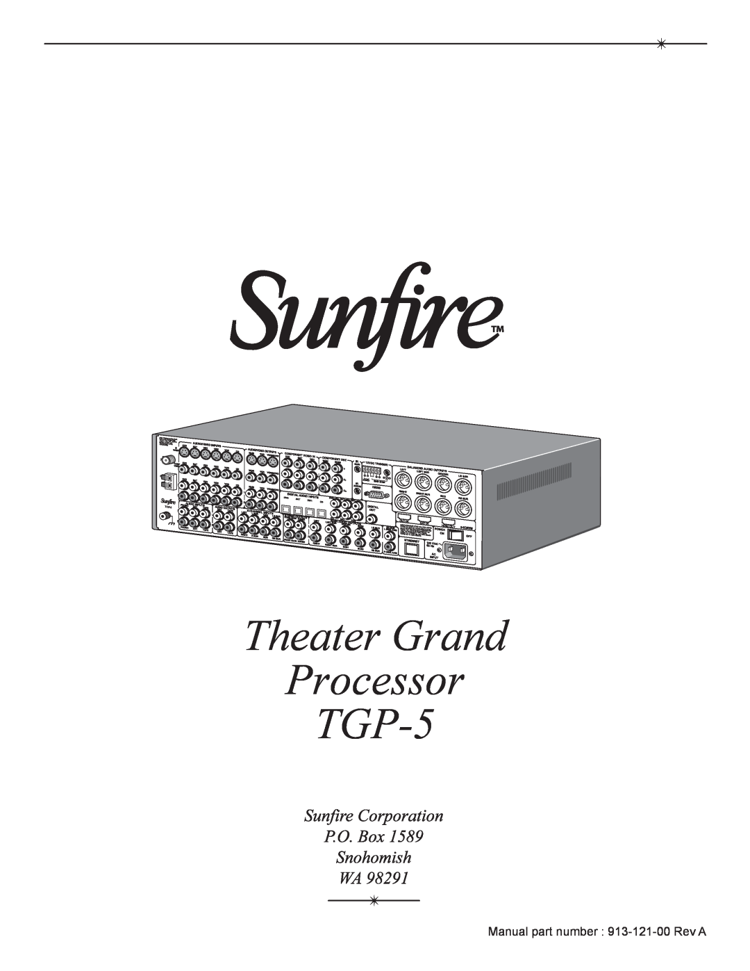 Sunfire TGP-5(E) manual Theater Grand Processor TGP-5, Dvd In, Sat In, Hdmi Out, Dolby 
