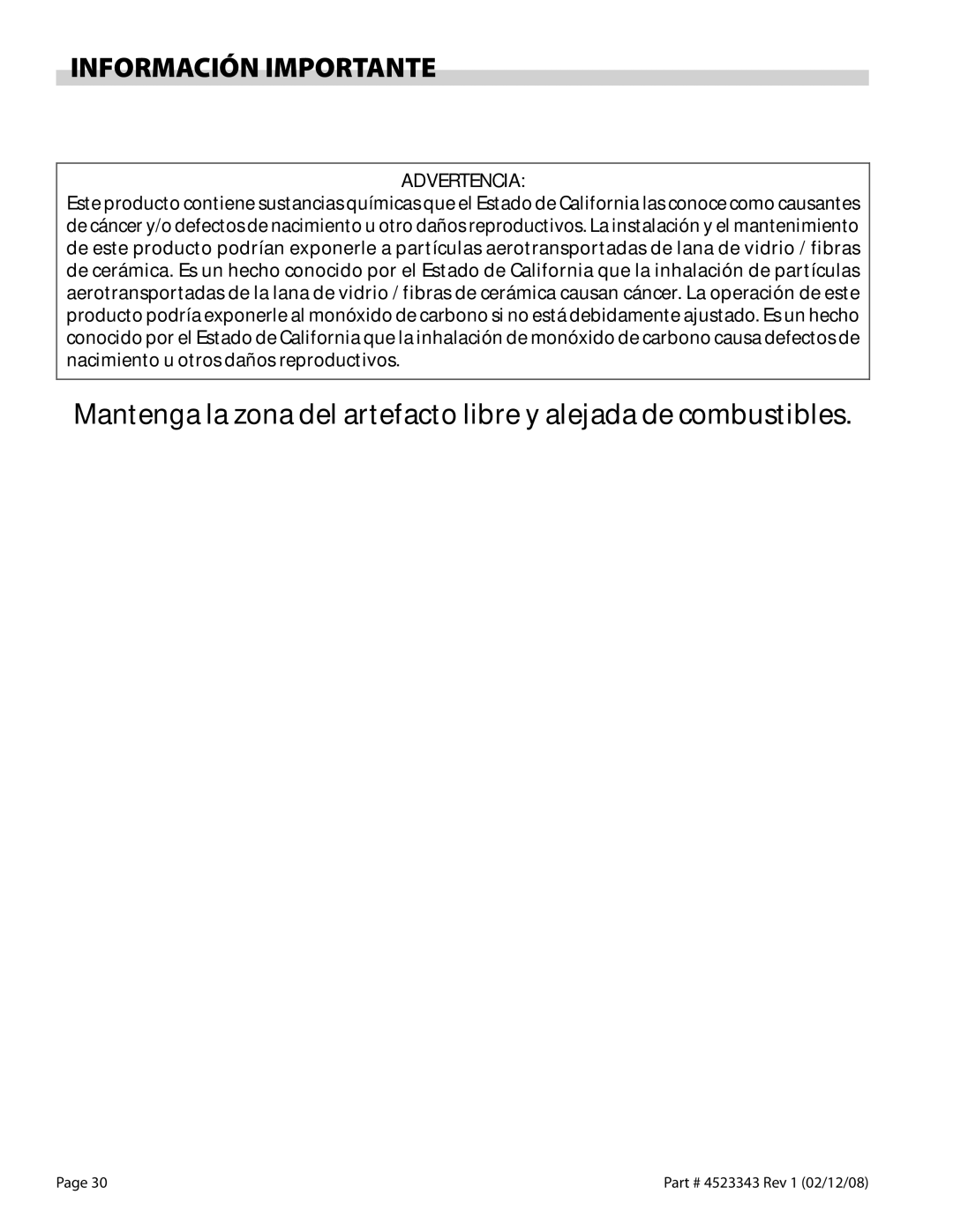 Sunfire X Series operation manual Información Importante, Advertencia 