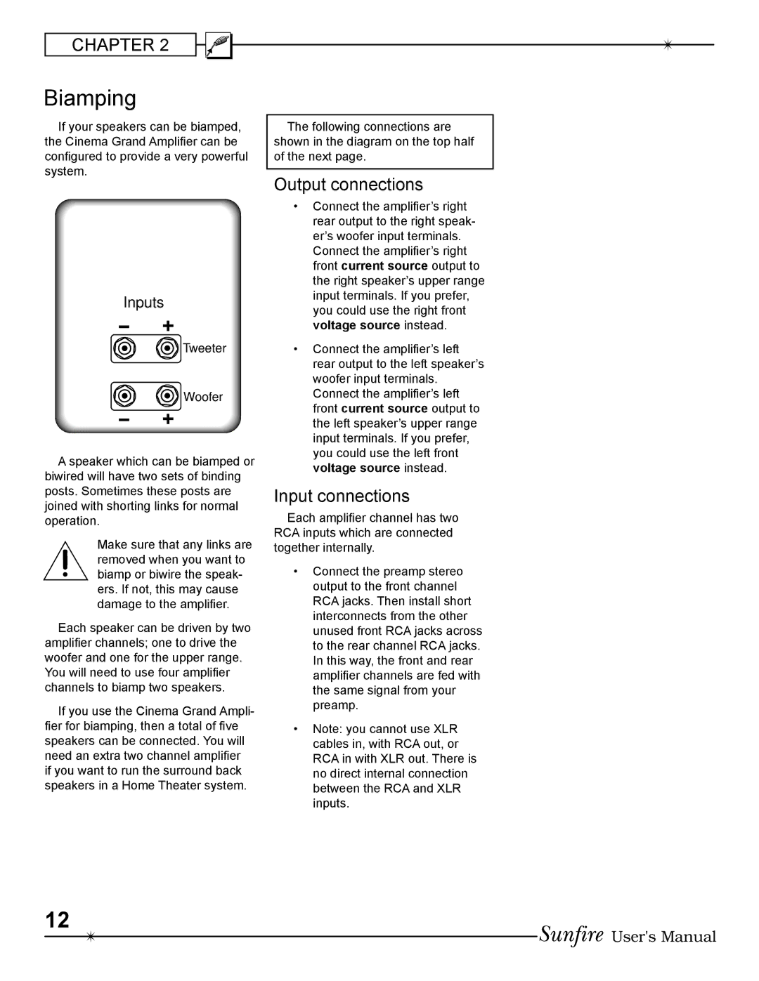 Sunfire Cinema Grand Power Supply Energy Load Invariant High Fidelity Super Definition Power Amplifier manual Biamping 