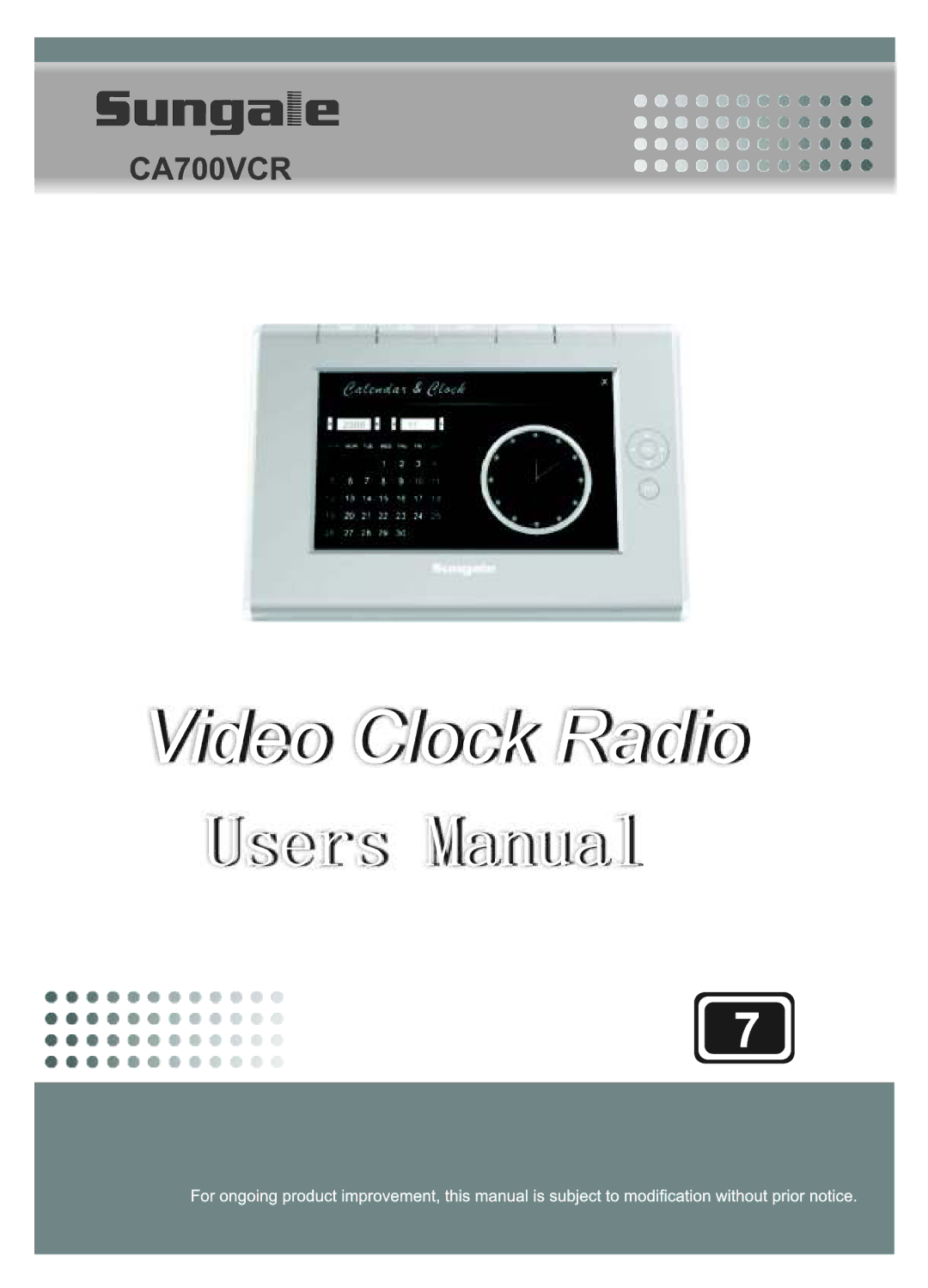 Sungale CA700VCR manual 