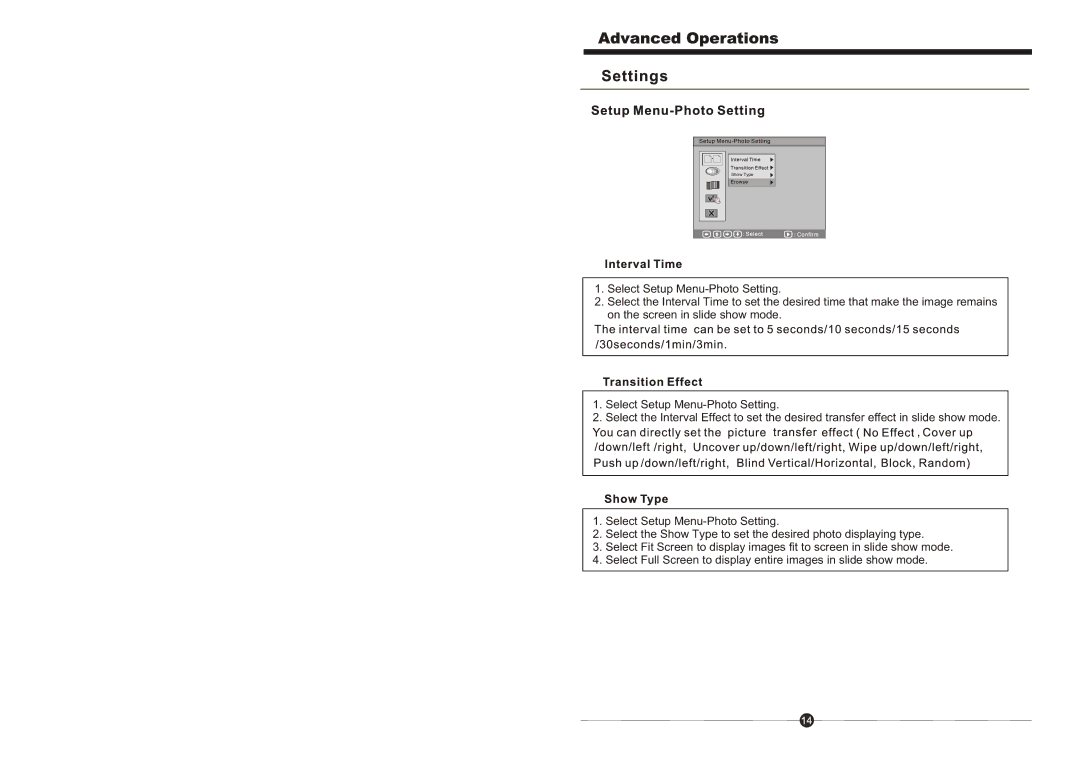 Sungale CD352LD manual Show Type 