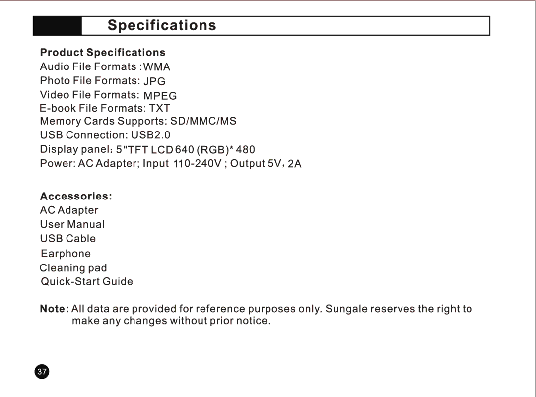 Sungale CD500A manual 