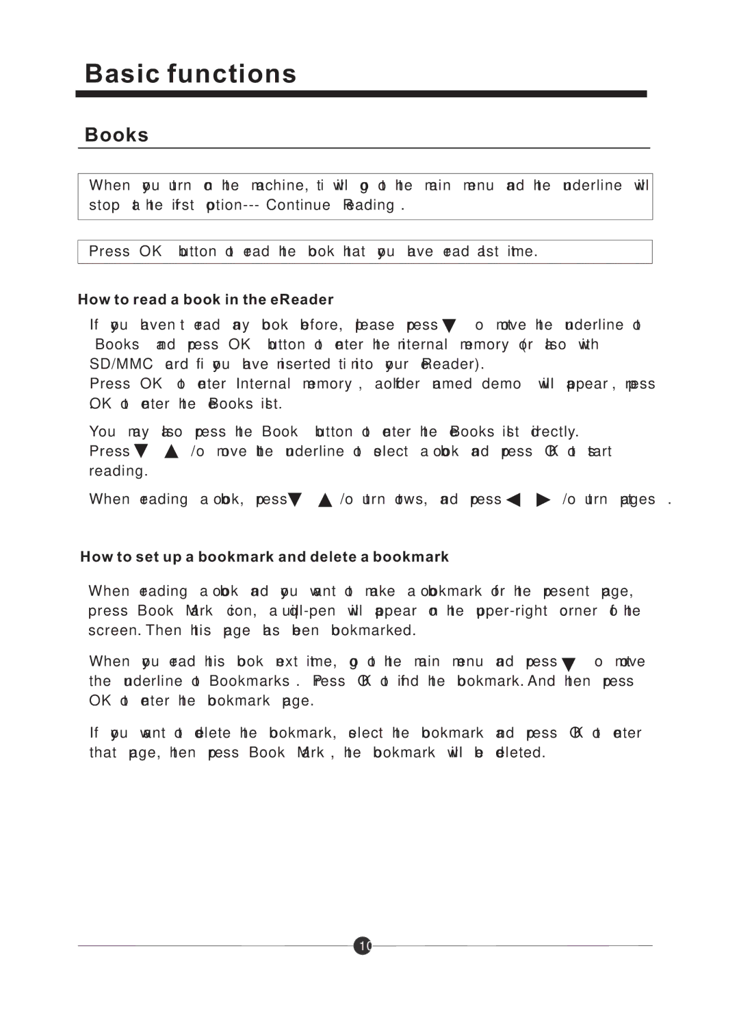 Sungale CD706A manual Basic functions, Books 