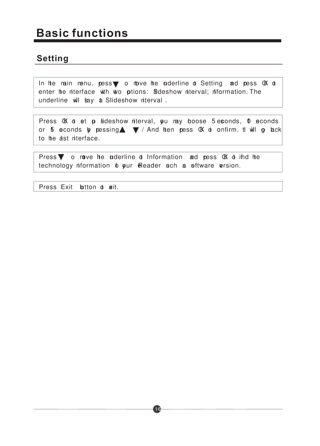 Sungale CD706A manual Setting 