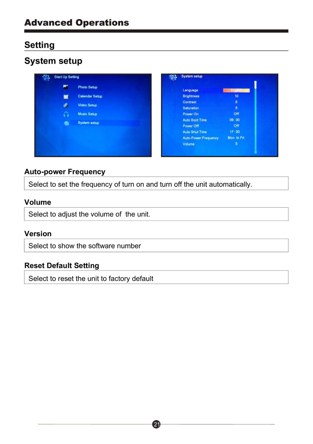 Sungale CD802 manual Auto-power Frequency 