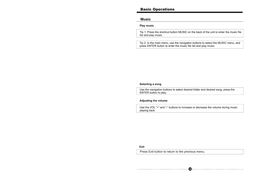 Sungale CD803 manual Press Exit button to return to the previous menu 