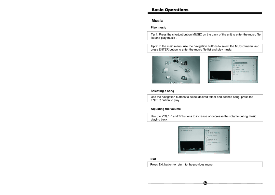 Sungale CD806 manual Press Exit button to return to the previous menu 