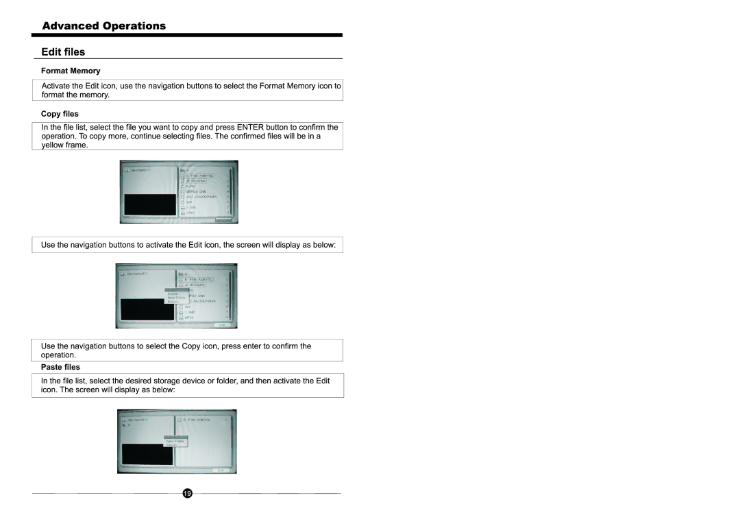 Sungale CD806 manual Copy files Paste files 