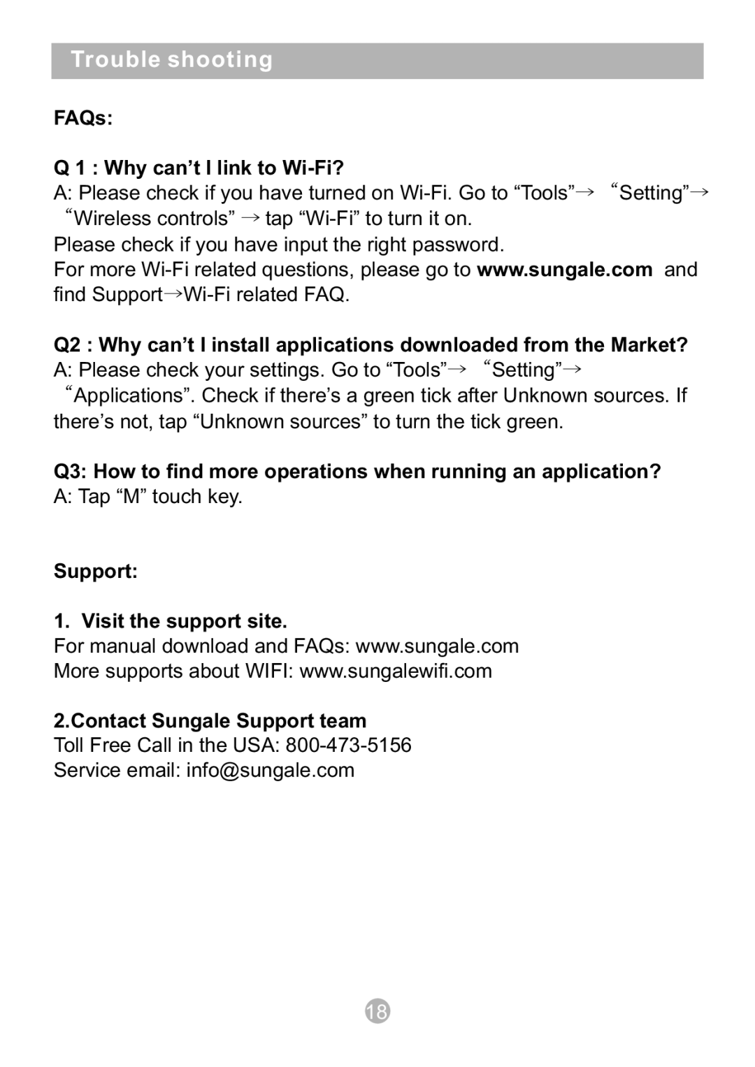 Sungale ID1010WTA user manual Trouble shooting, FAQs Why can’t I link to Wi-Fi? 