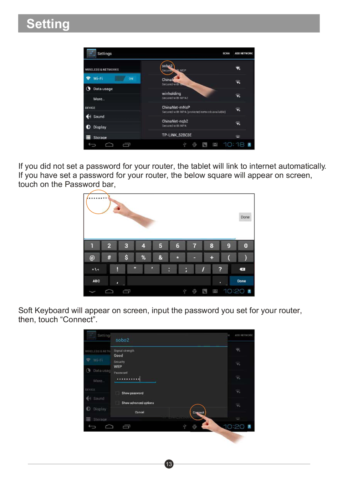 Sungale ID1018WTA user manual Setting 