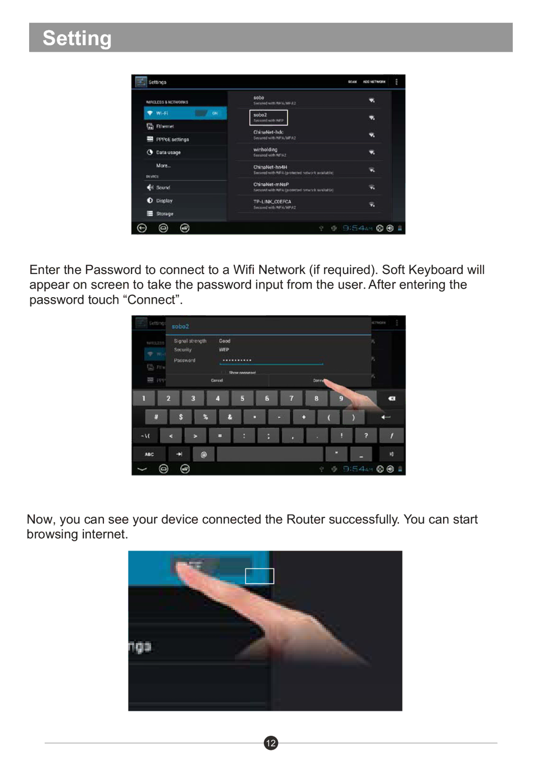 Sungale ID1019WTA user manual Setting 