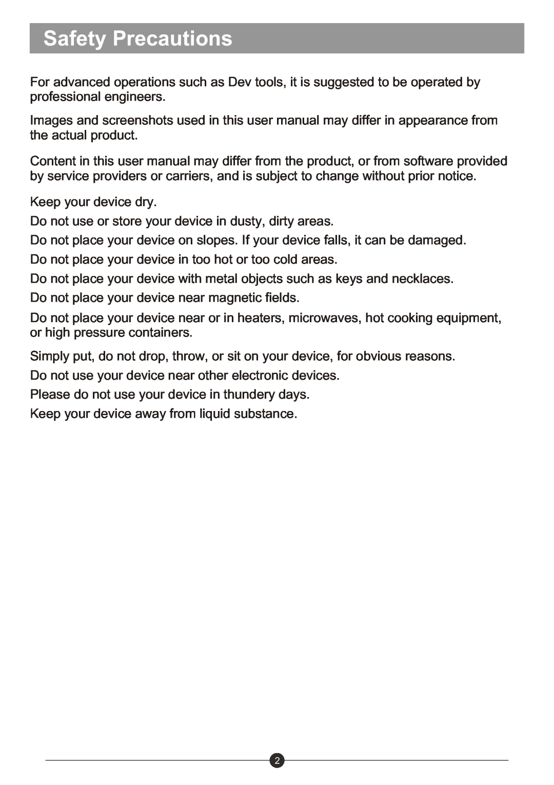 Sungale ID1019WTA user manual Safety Precautions 