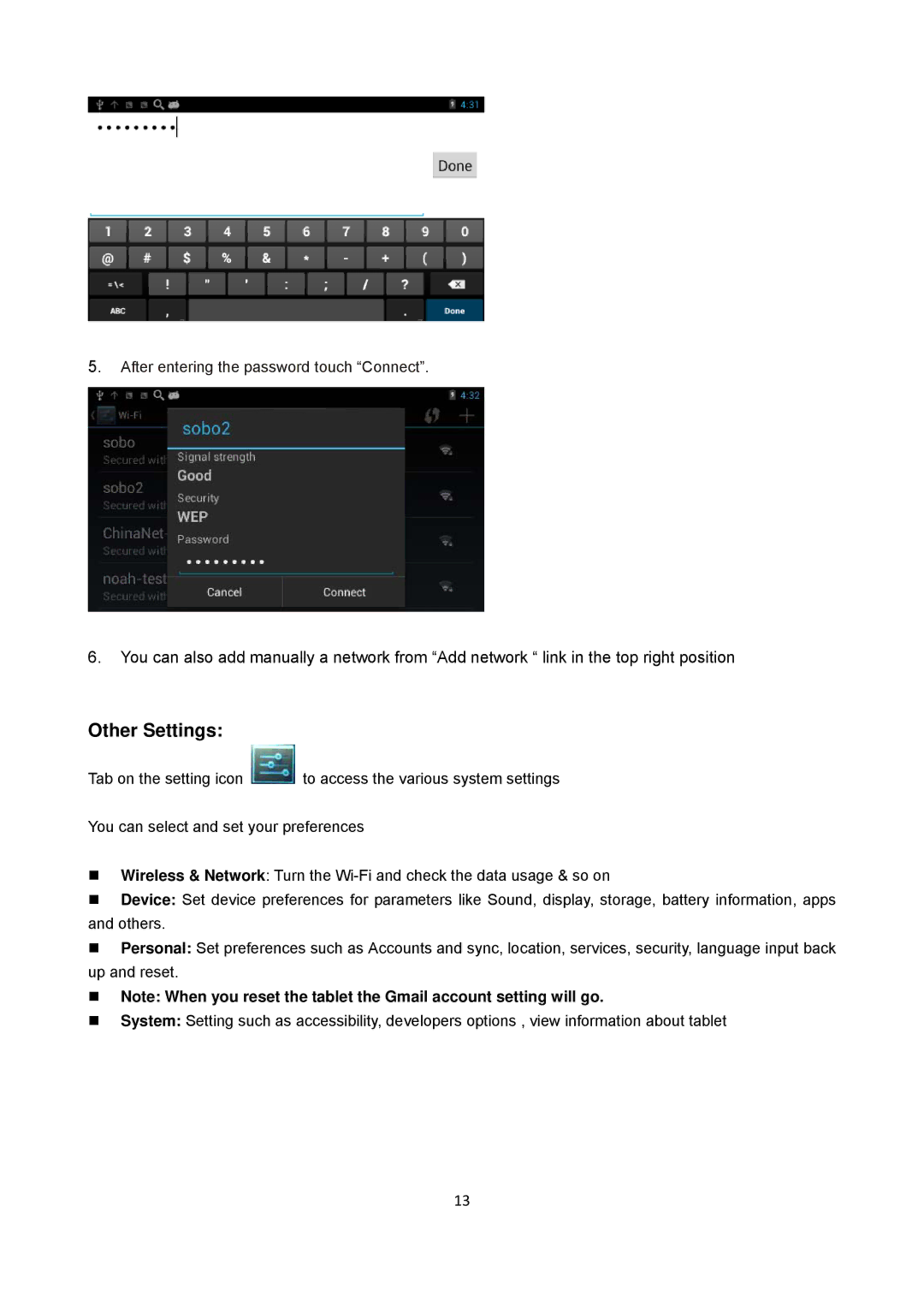 Sungale ID431WTA instruction manual Other Settings 