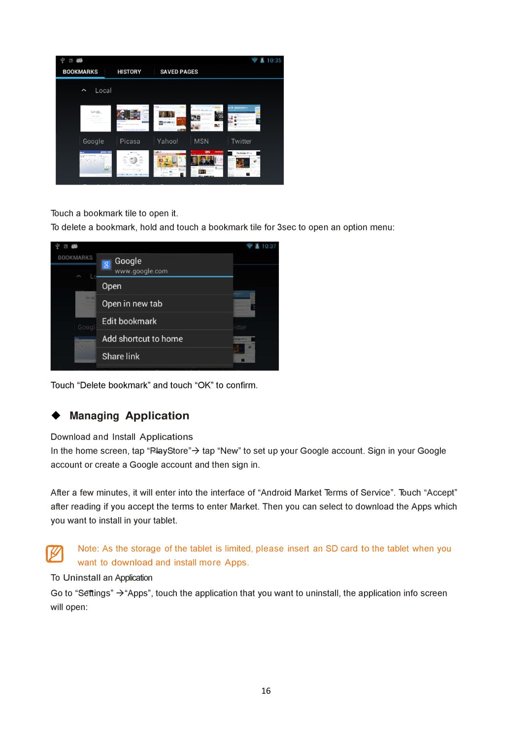 Sungale ID431WTA instruction manual ‹ Managing Application 