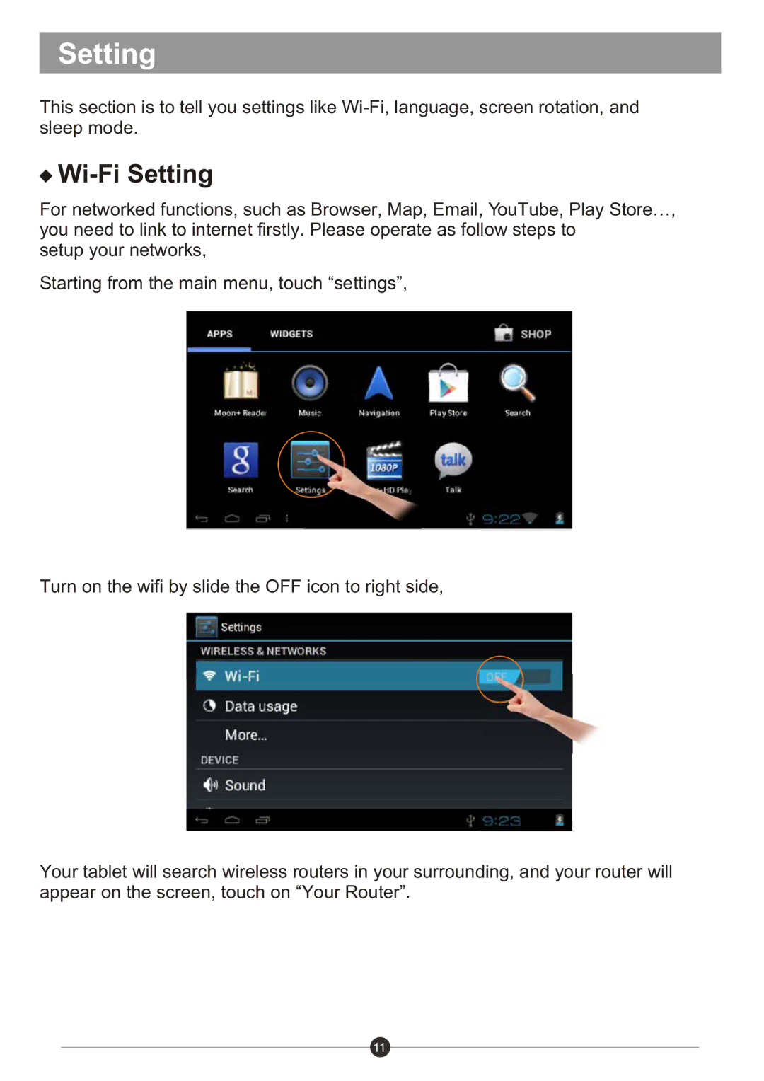 Sungale ID436WTA user manual Wi-Fi Setting 