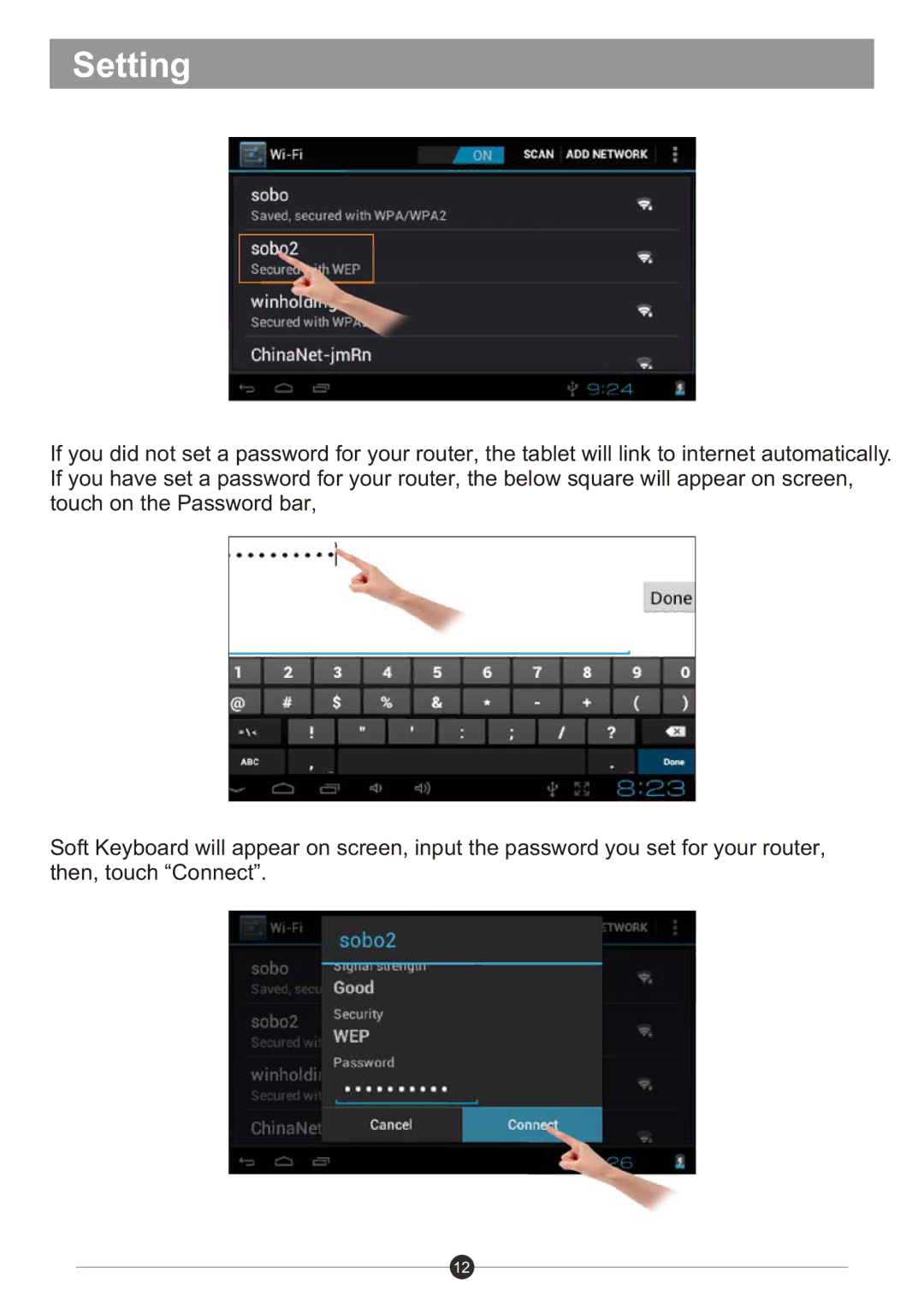 Sungale ID436WTA user manual Setting 