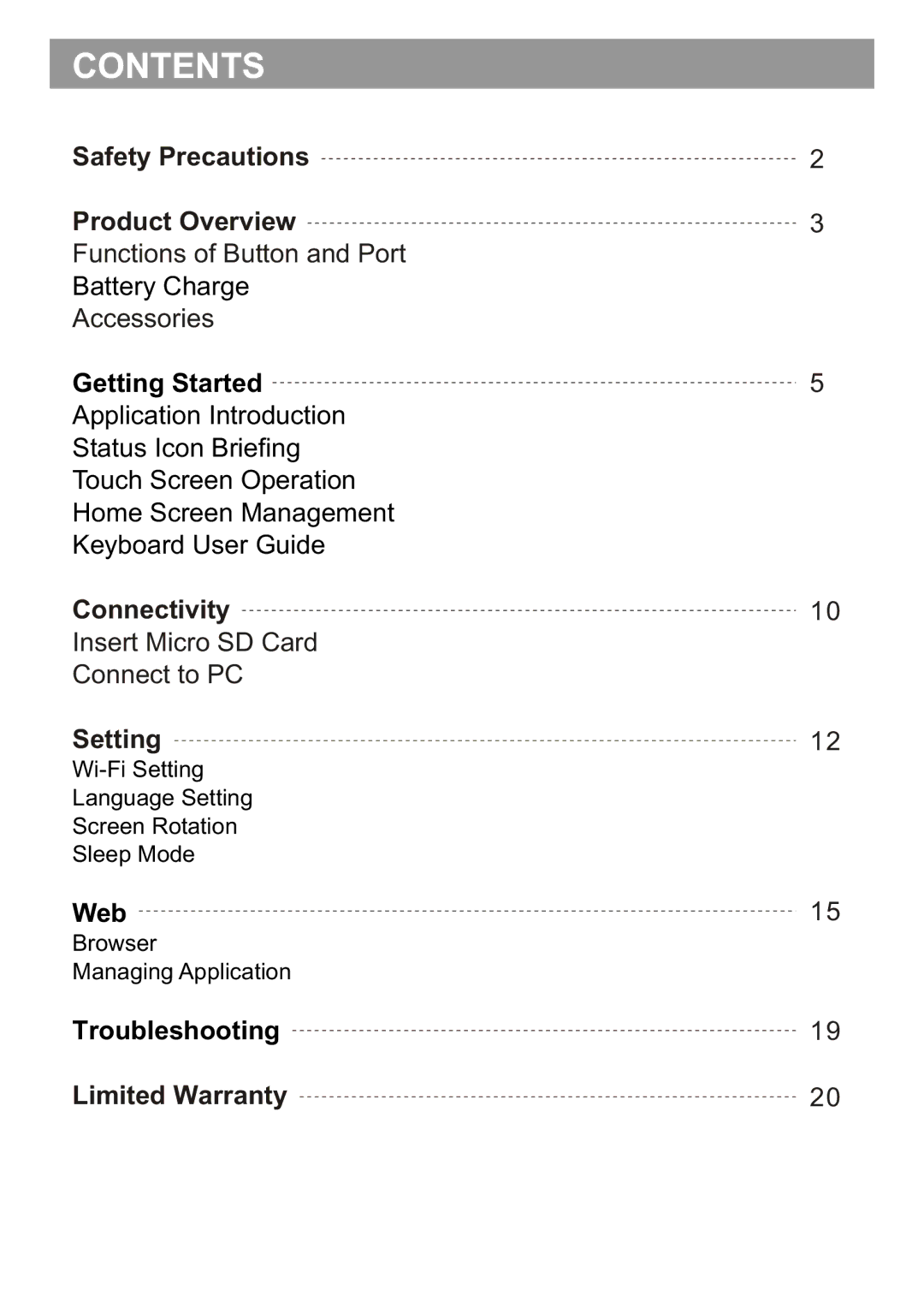 Sungale ID710WTA user manual Contents 