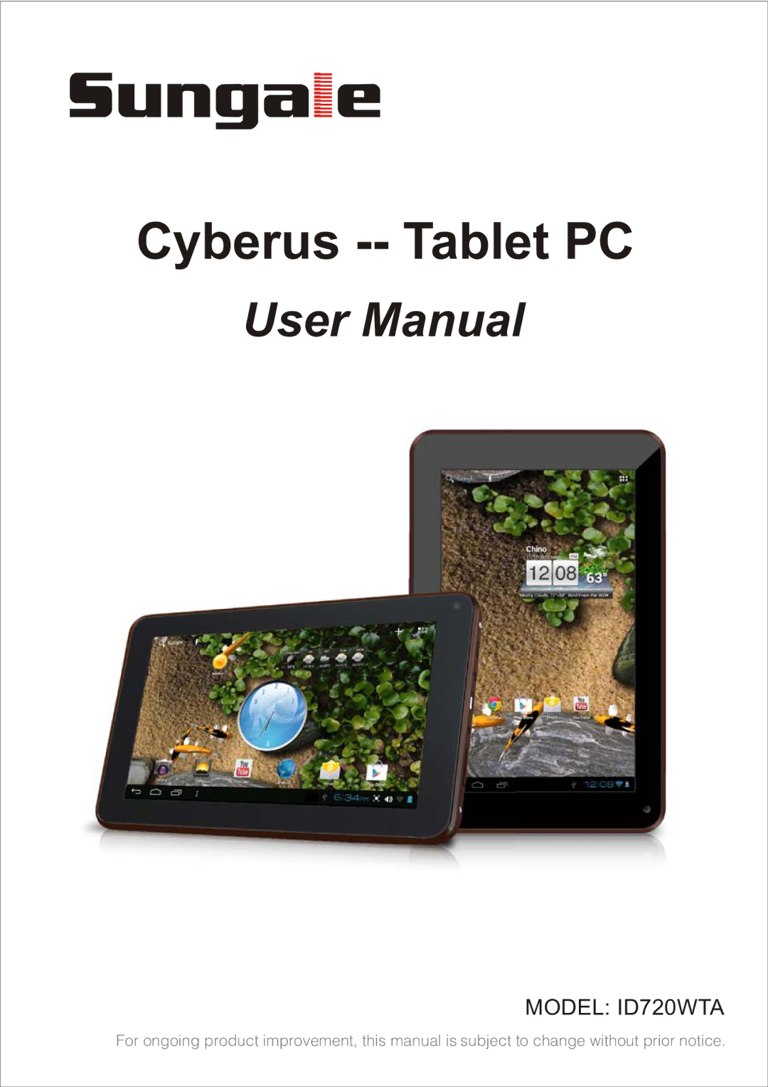 Sungale ID720WTA user manual Cyberus -- Tablet PC 