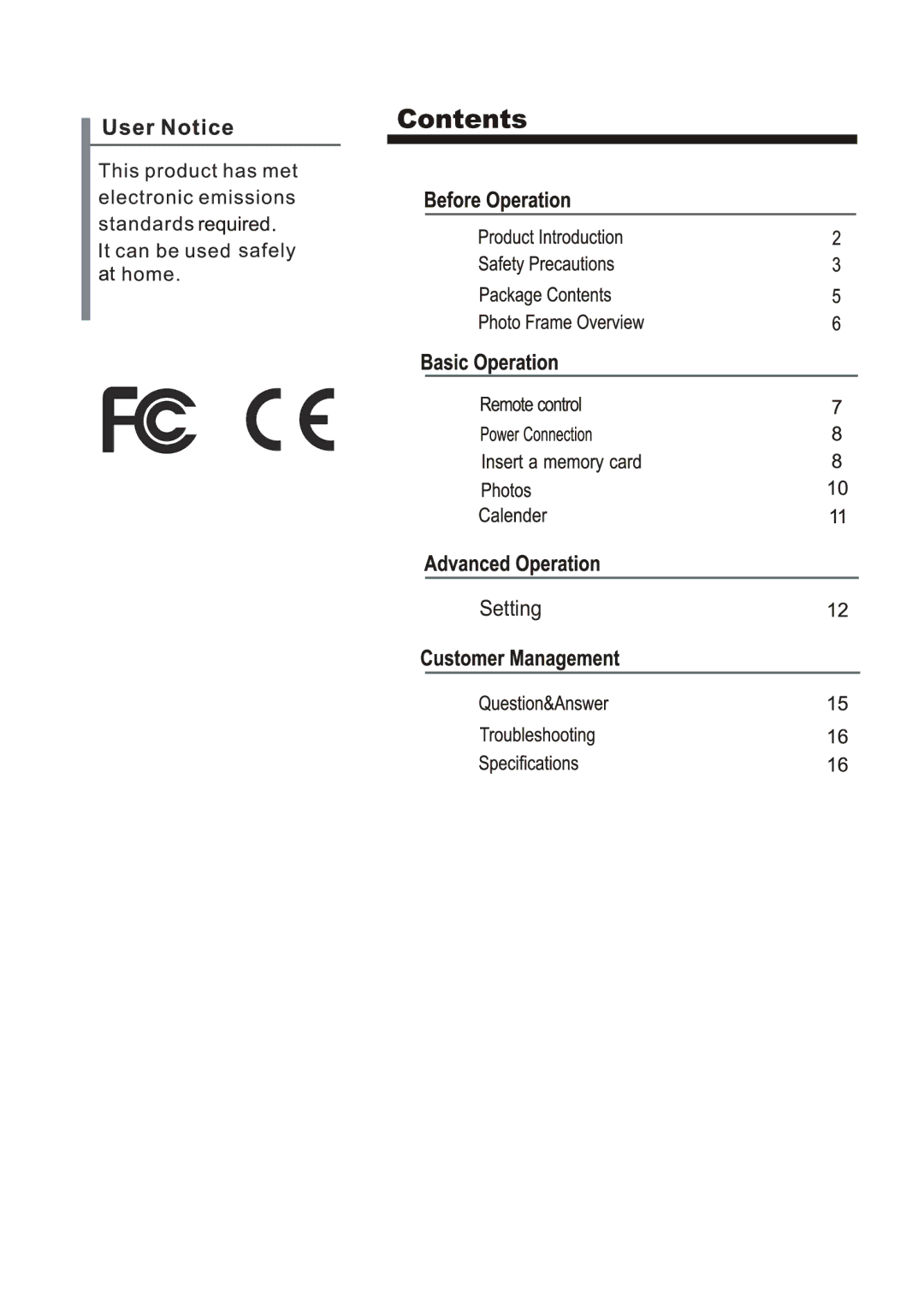 Sungale PF1025 manual Setting 