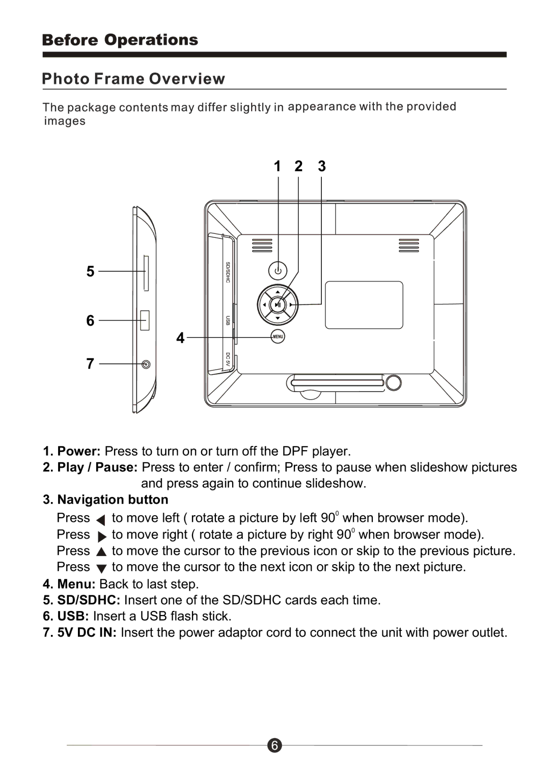 Sungale PF803 manual Navigation button 