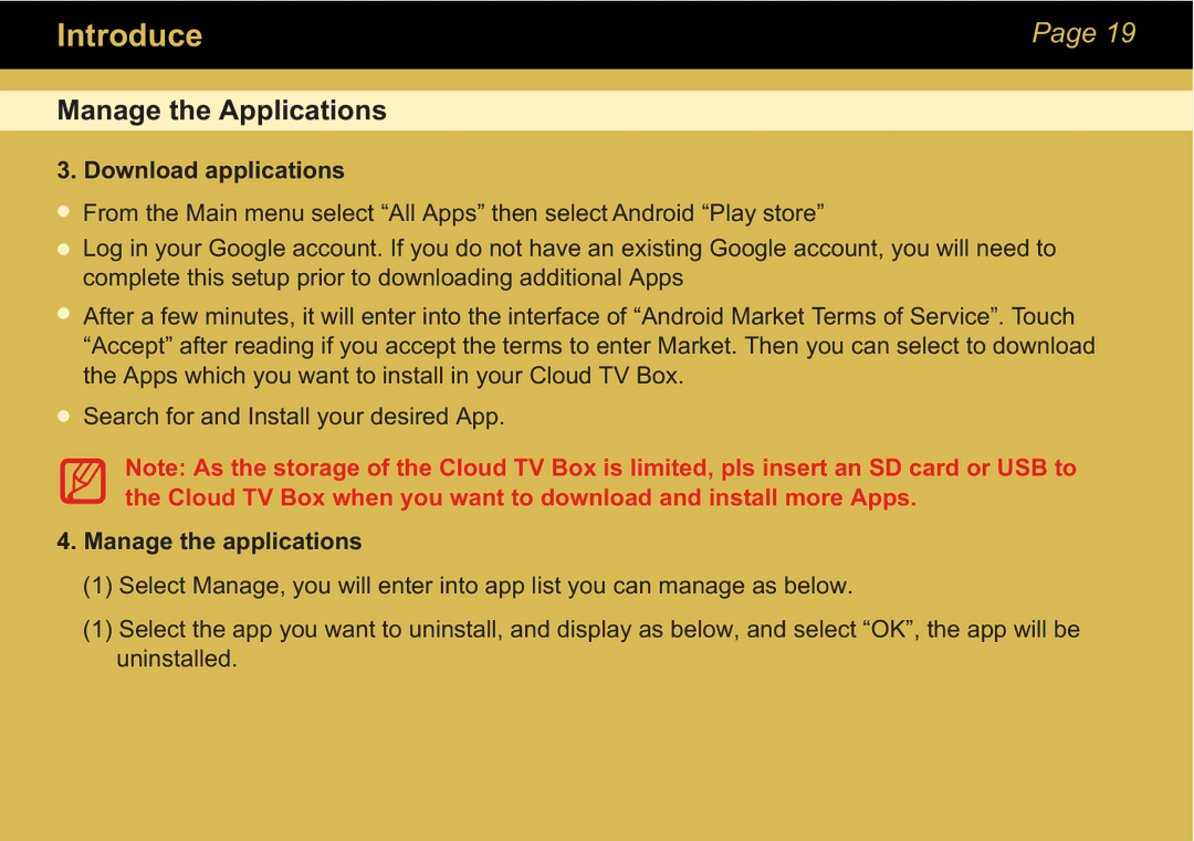 Sungale STB370 manual Download applications, Manage the applications 