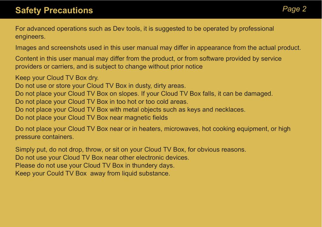 Sungale STB370 manual Safety Precautions 