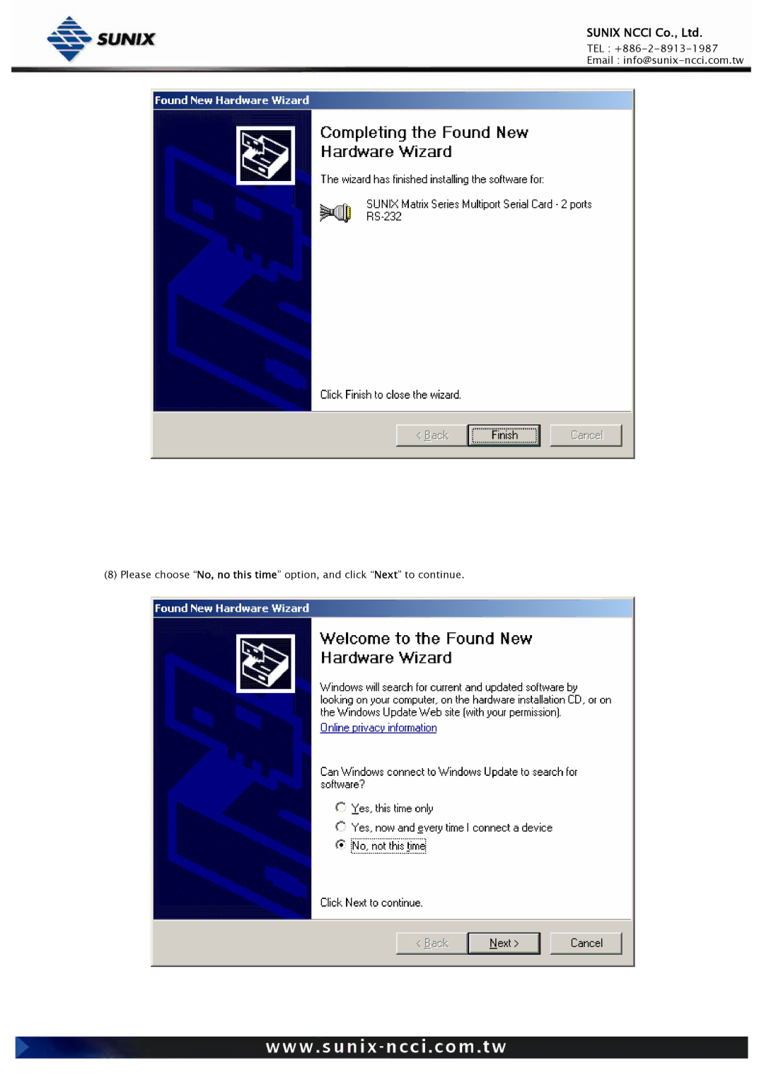 Sunix RS-232/422/485, Universal PCI/PCI Express Industrial Multiport Serial Cards user manual 