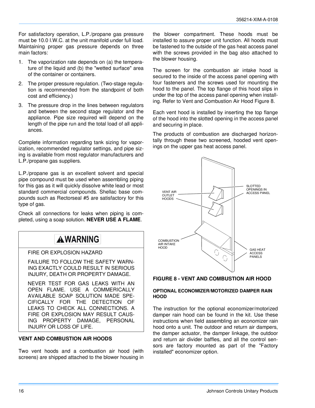 Sunlife Enterprises DM240, DM300, DM180 installation manual Vent and Combustion AIR Hoods 