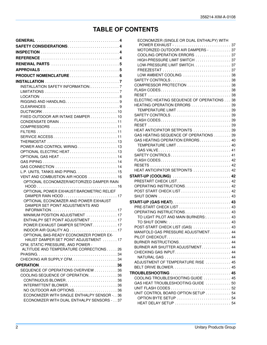 Sunlife Enterprises DM180, DM300, DM240 installation manual Table of Contents 