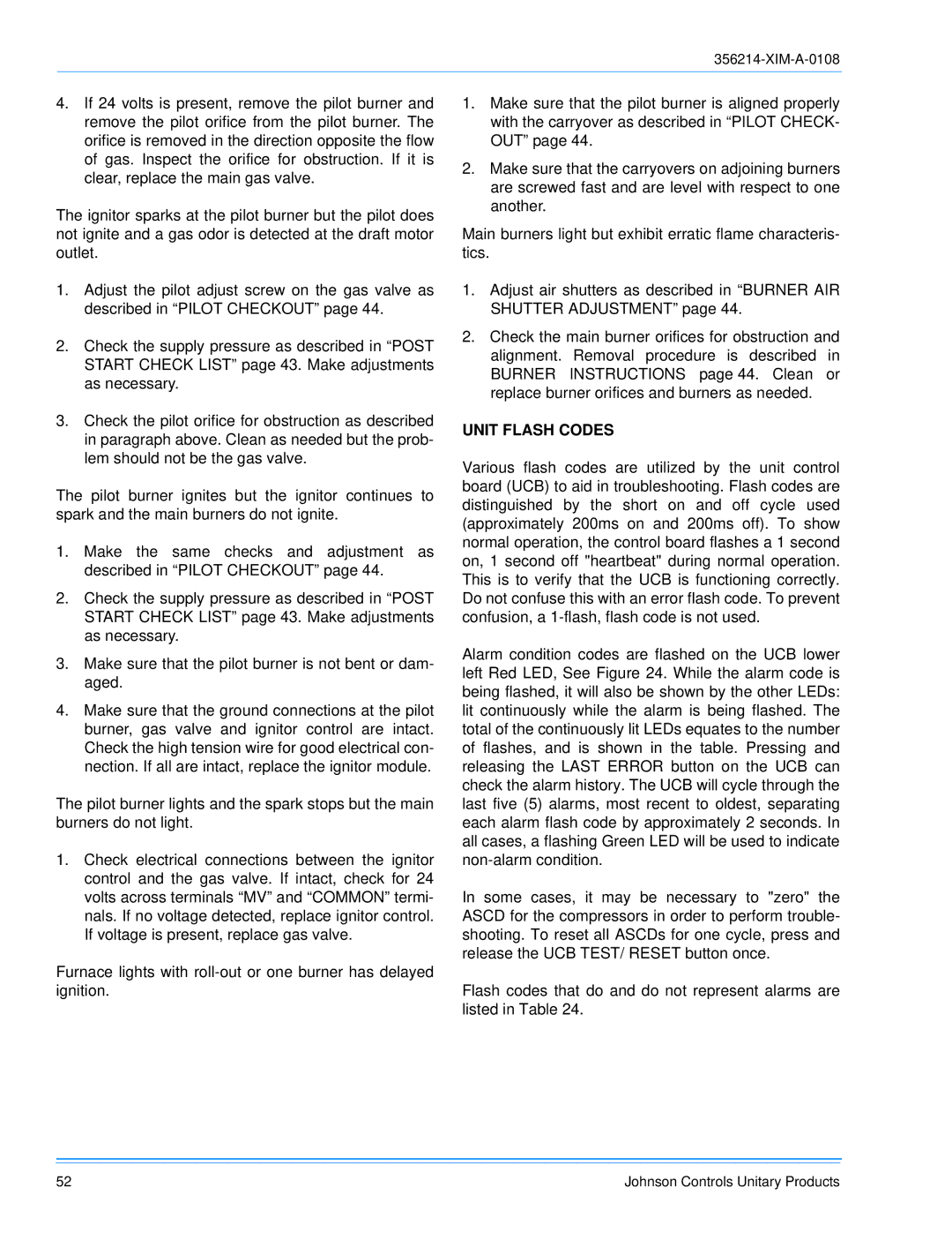 Sunlife Enterprises DM240, DM300, DM180 installation manual Unit Flash Codes 