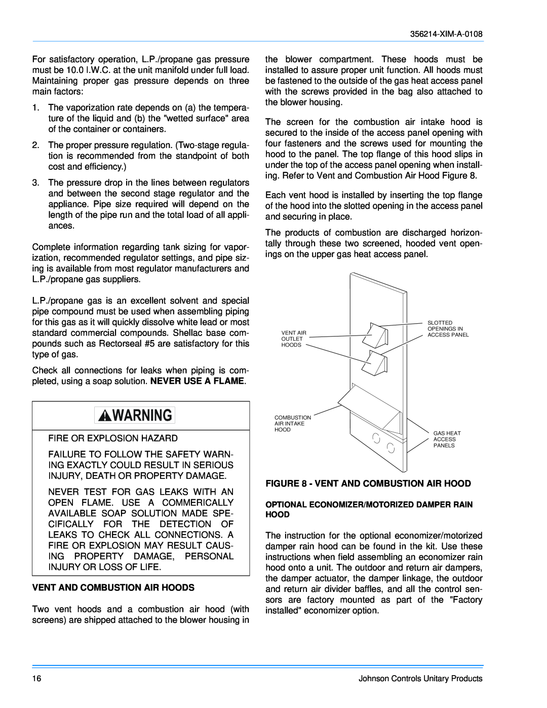 Sunlife Enterprises DM240, DM300, DM180 installation manual Vent And Combustion Air Hoods 