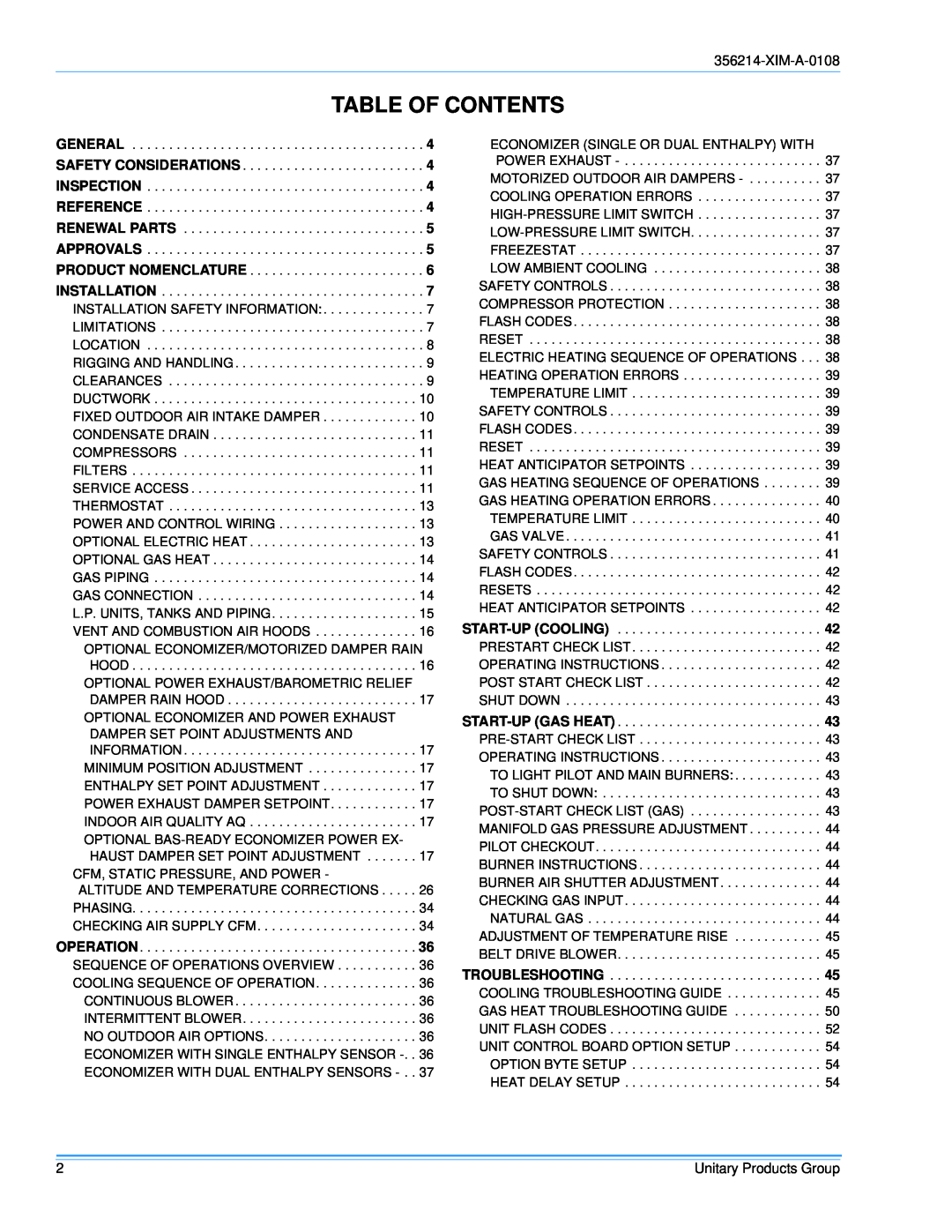 Sunlife Enterprises DM180, DM300, DM240 installation manual Table Of Contents, XIM-A-0108 