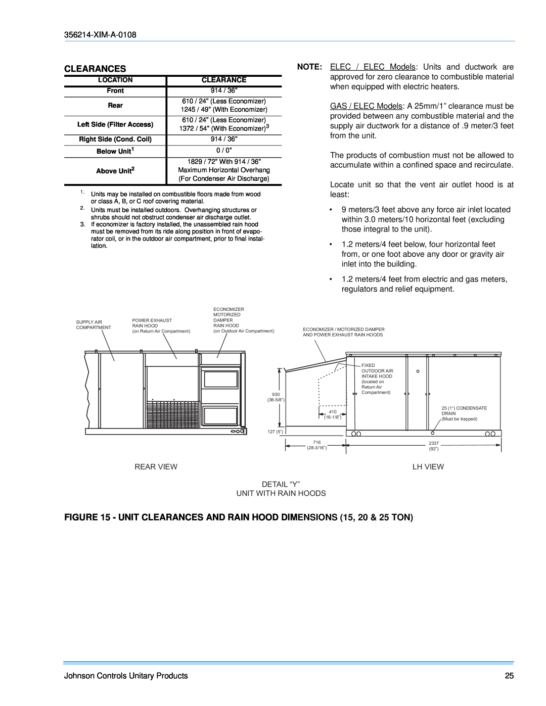 Sunlife Enterprises DM240, DM300, DM180 installation manual Clearances 