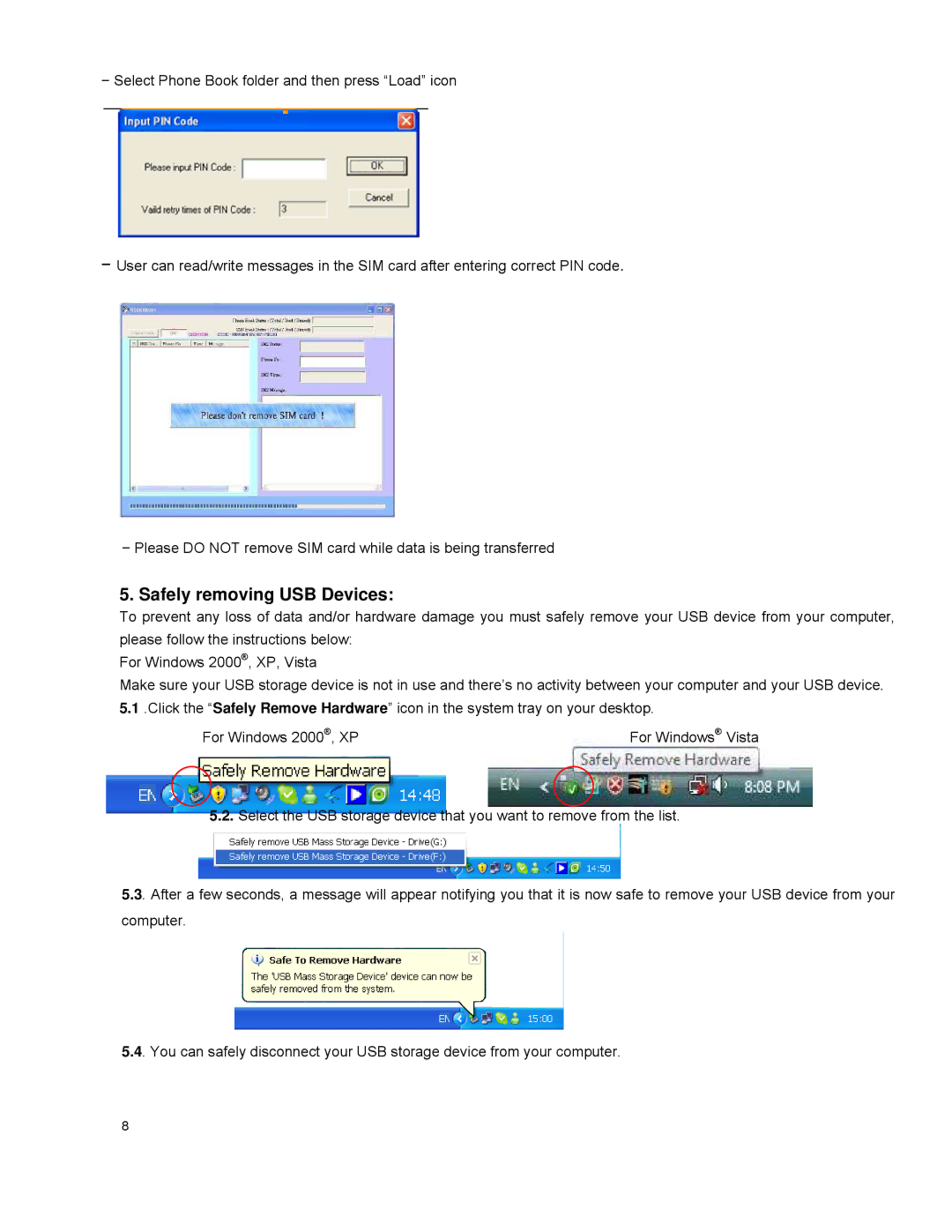 Sunpak ALLIN1-CR-BK manual Safely removing USB Devices 