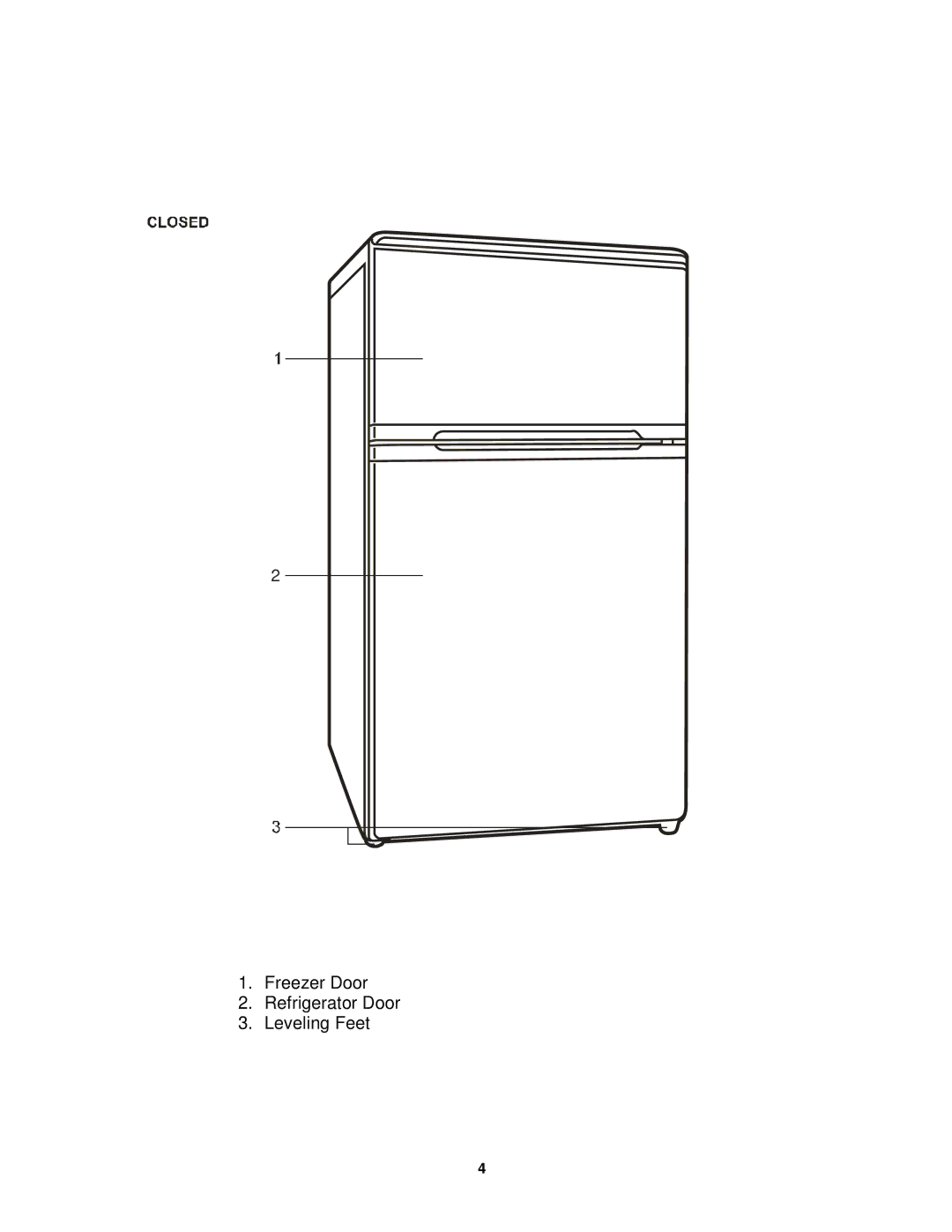 Sunpentown Intl RF-322W user manual Freezer Door Refrigerator Door Leveling Feet 