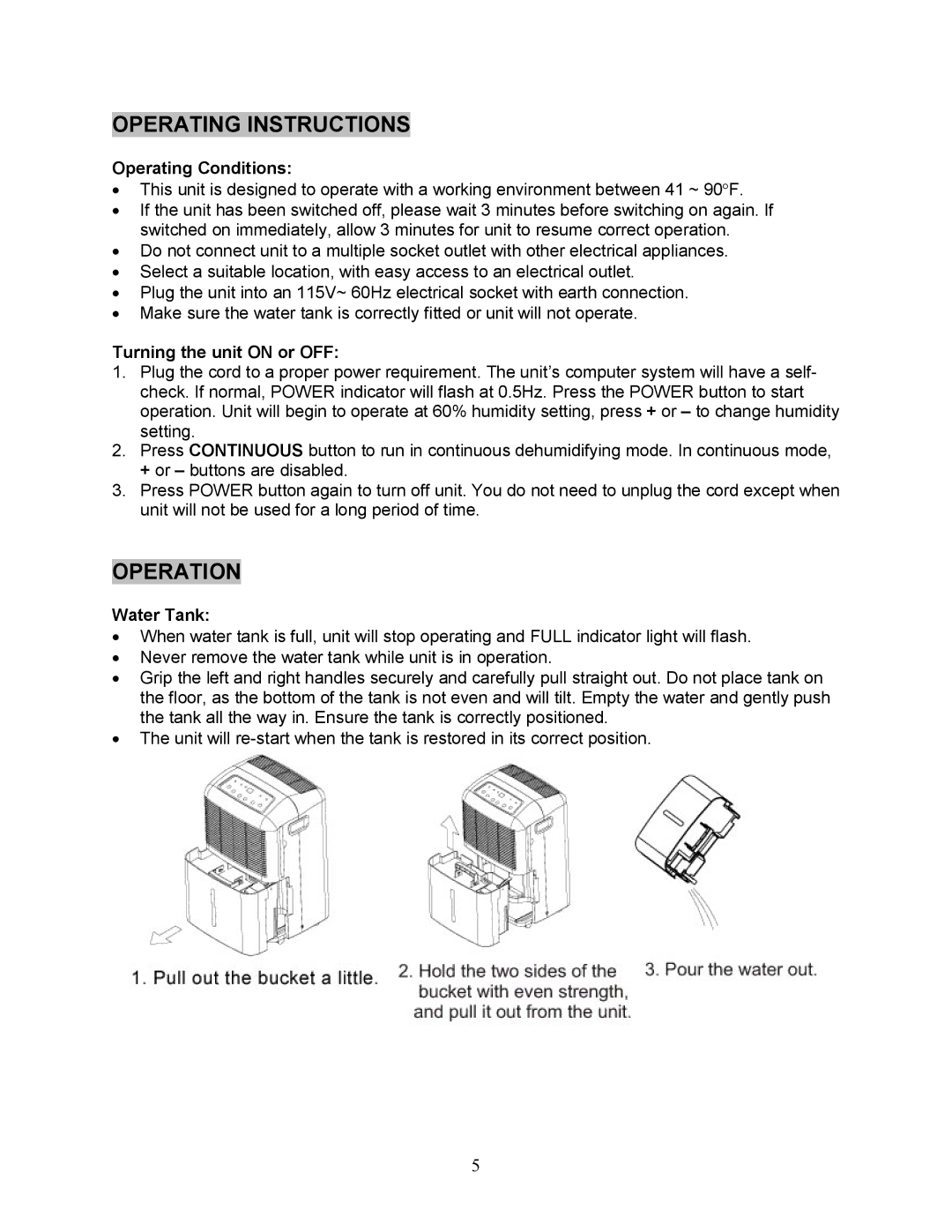 Sunpentown Intl SD 30E, 40E, AND 60E manual Operating Instructions, Operation 