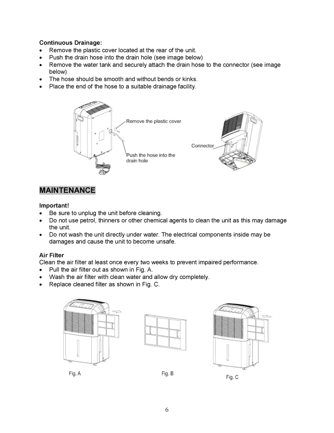 Sunpentown Intl 40E, SD 30E, AND 60E manual Maintenance, Continuous Drainage 