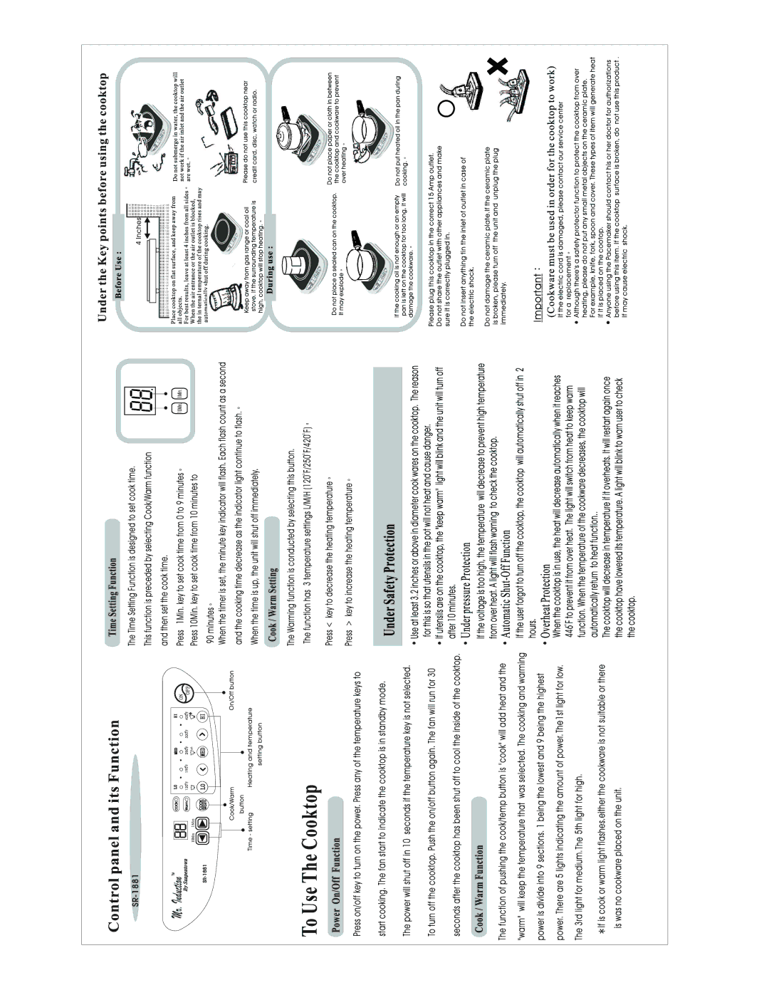 Sunpentown Intl SR-1851, SR-1881 manual 