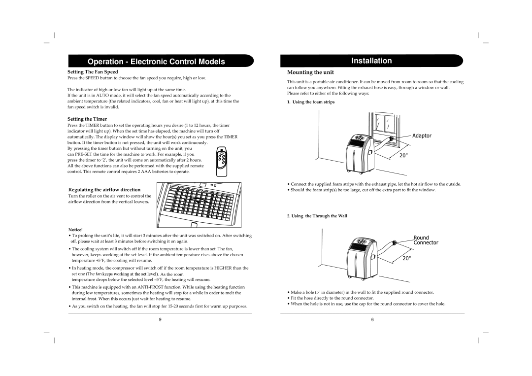 Sunpentown Intl WA-1010E, WA-1230H, WA-1230E instruction manual Operation Electronic Control Models, Installation 