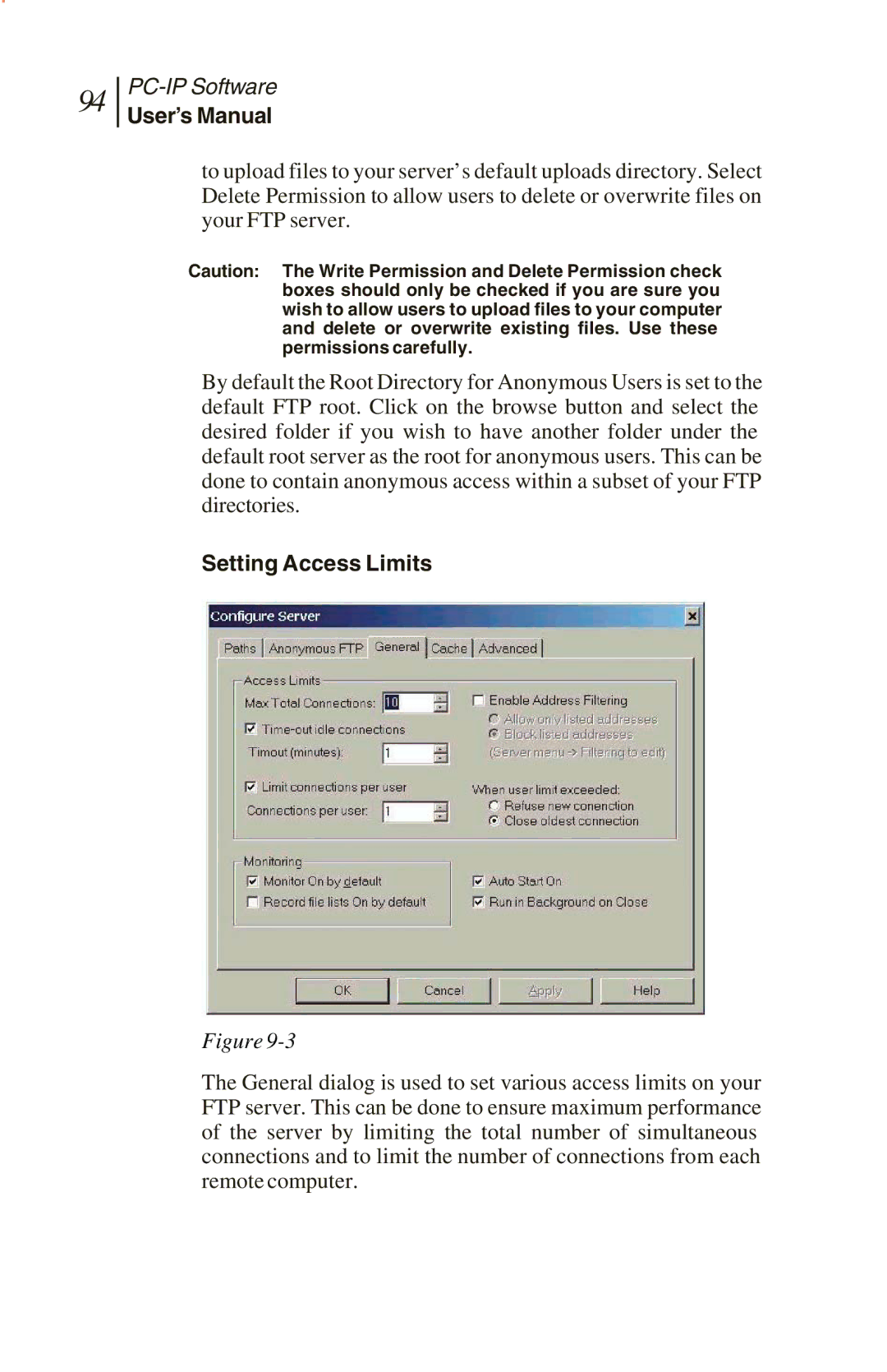 Sunrise Global and CM500 IP, CM250 IP, CM100 IP manual User’s Manual, Setting Access Limits 