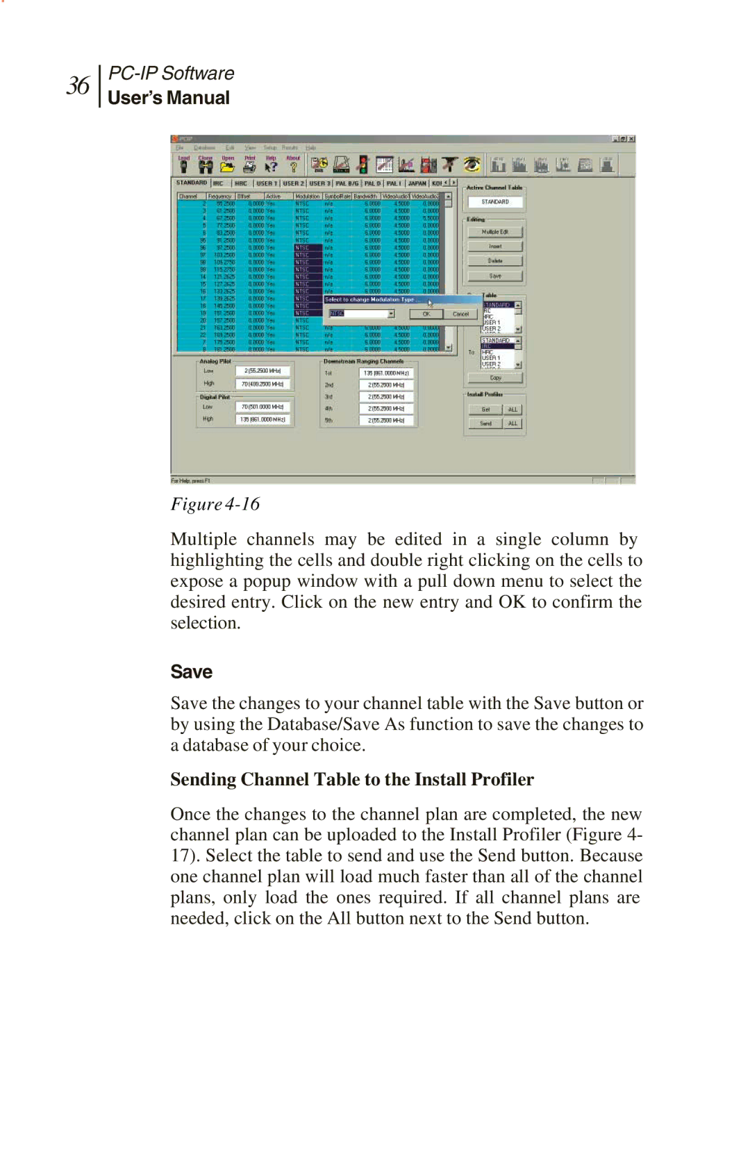 Sunrise Global CM100 IP, CM250 IP, and CM500 IP manual Save, Sending Channel Table to the Install Profiler 