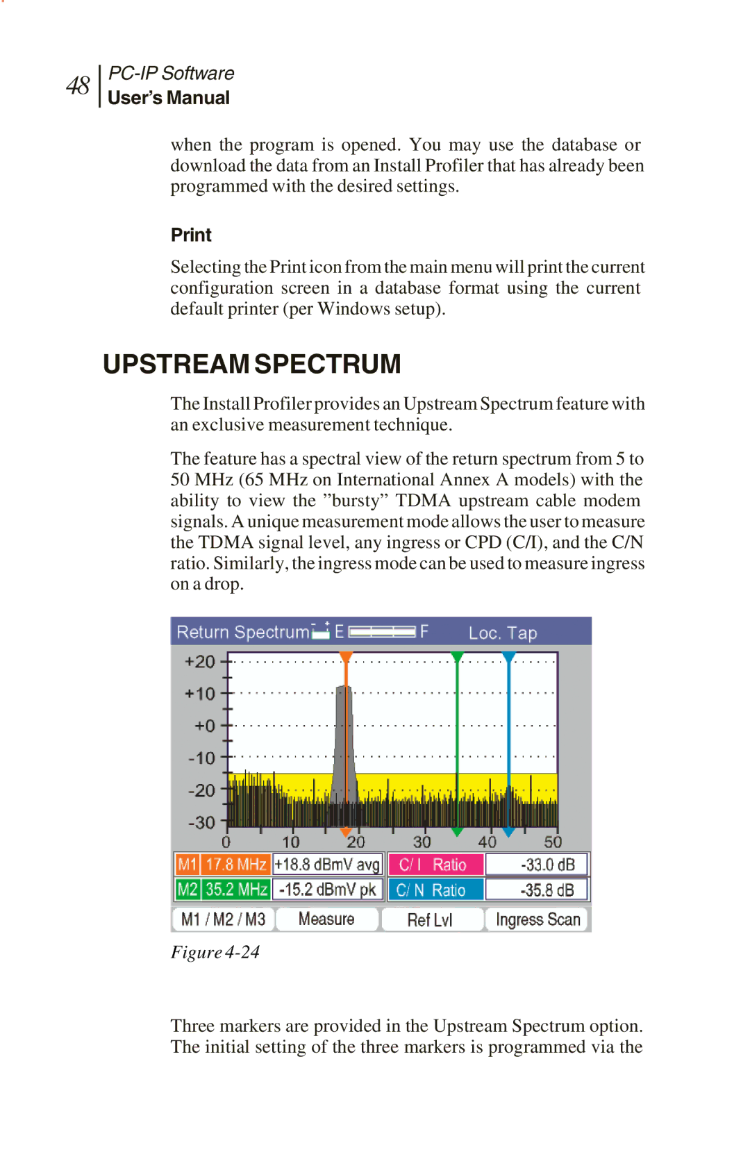 Sunrise Global CM100 IP, CM250 IP, and CM500 IP manual Upstream Spectrum, User’s Manual 