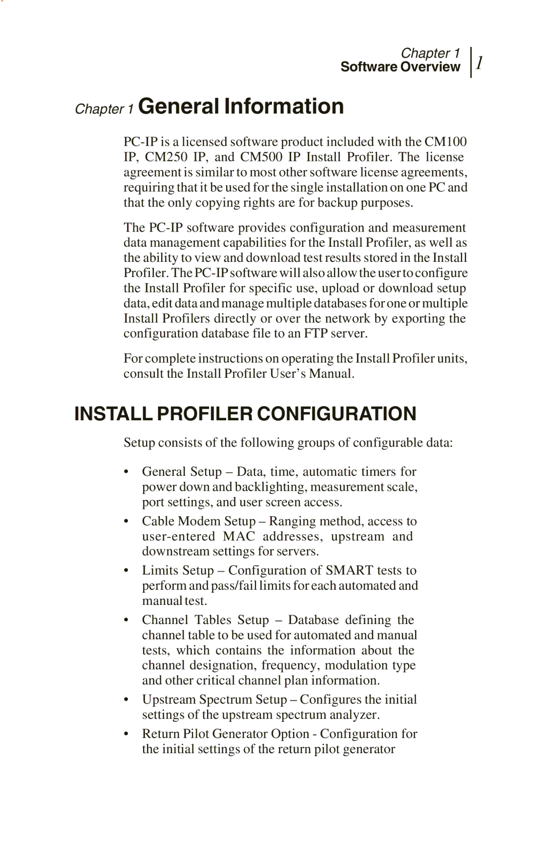 Sunrise Global and CM500 IP, CM250 IP, CM100 IP manual Install Profiler Configuration, Software Overview 