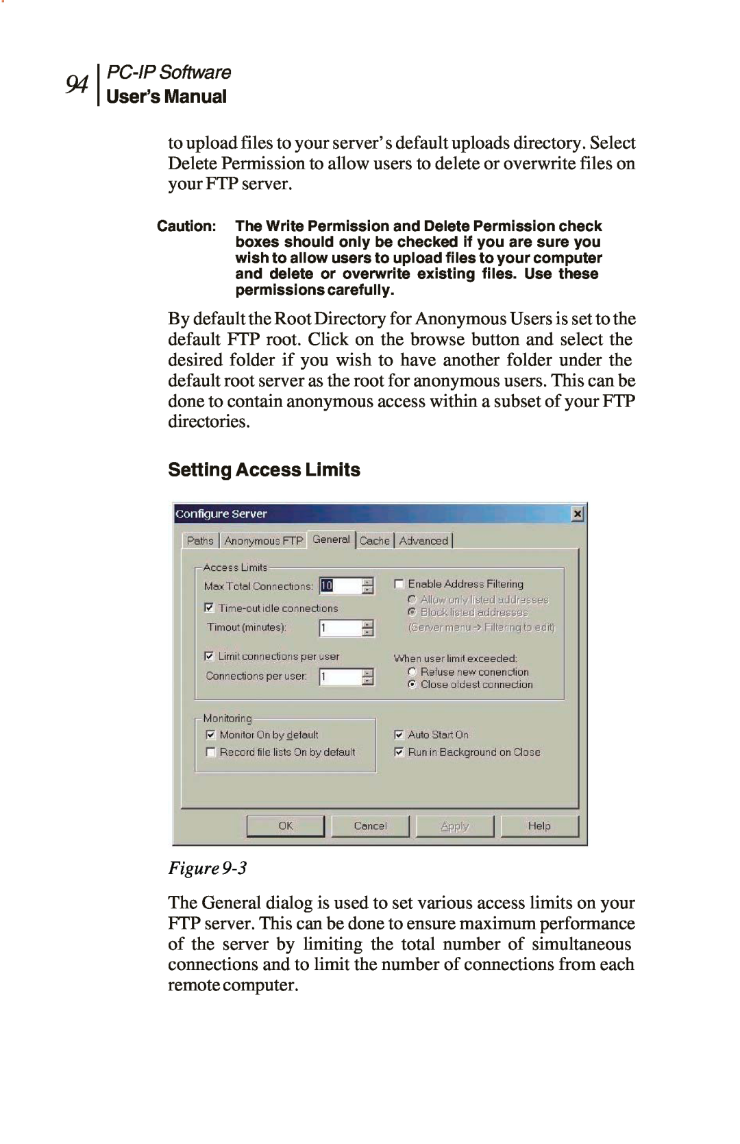 Sunrise Global and CM500 IP, CM250 IP, CM100 IP manual Setting Access Limits, PC-IPSoftware, User’s Manual, Figure 