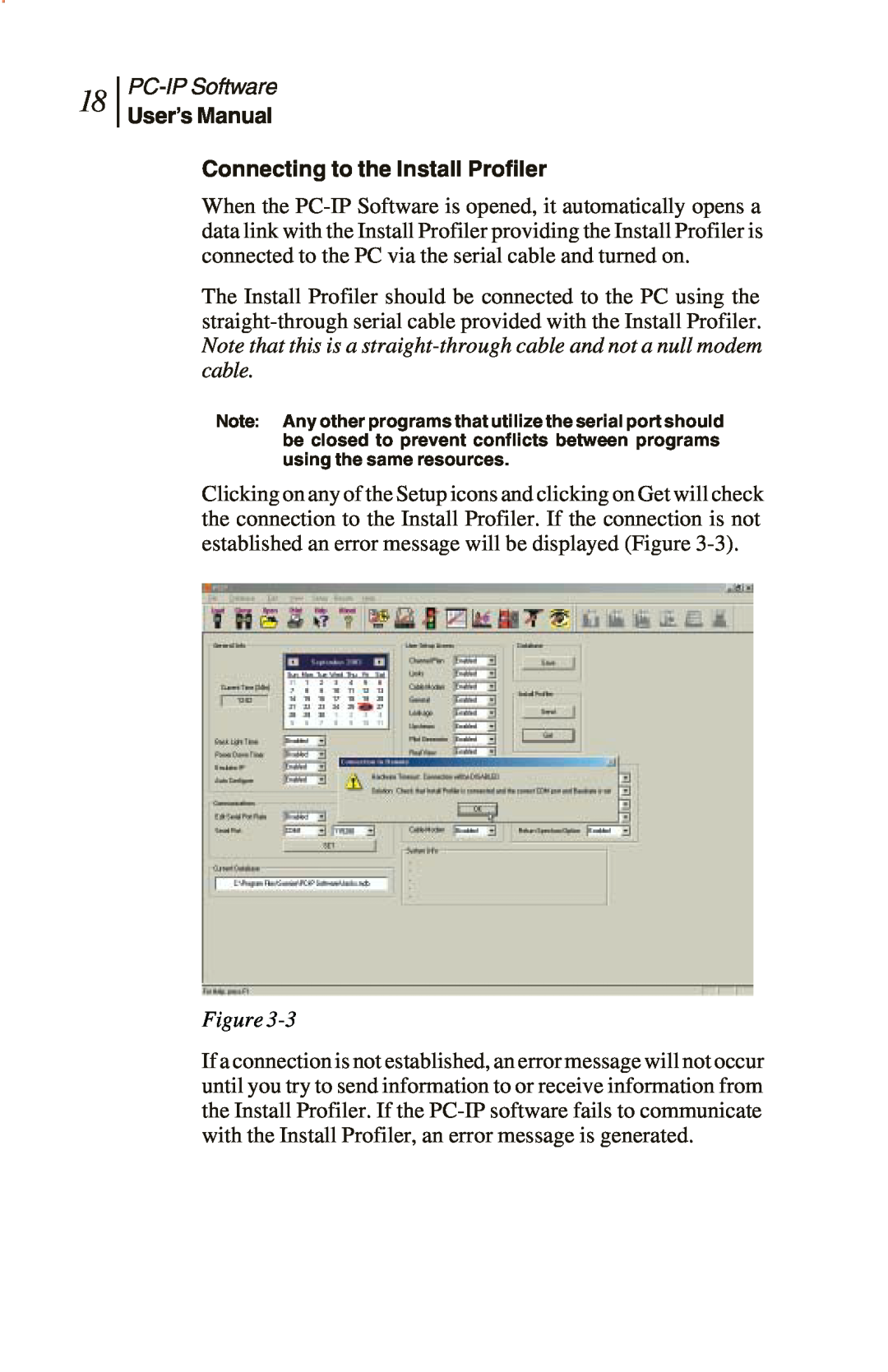 Sunrise Global CM100 IP, CM250 IP, and CM500 IP Connecting to the Install Profiler, PC-IPSoftware, User’s Manual, Figure 