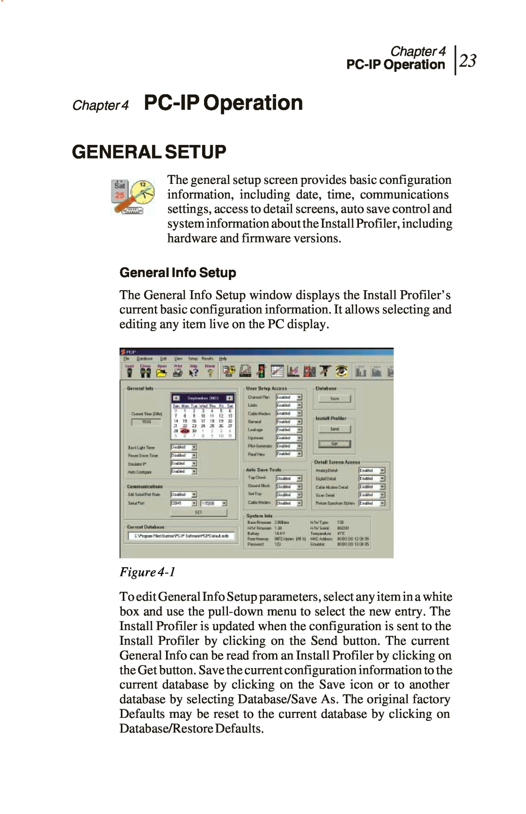 Sunrise Global CM250 IP, CM100 IP, and CM500 IP manual PC-IPOperation, General Setup, General Info Setup, Chapter, Figure 