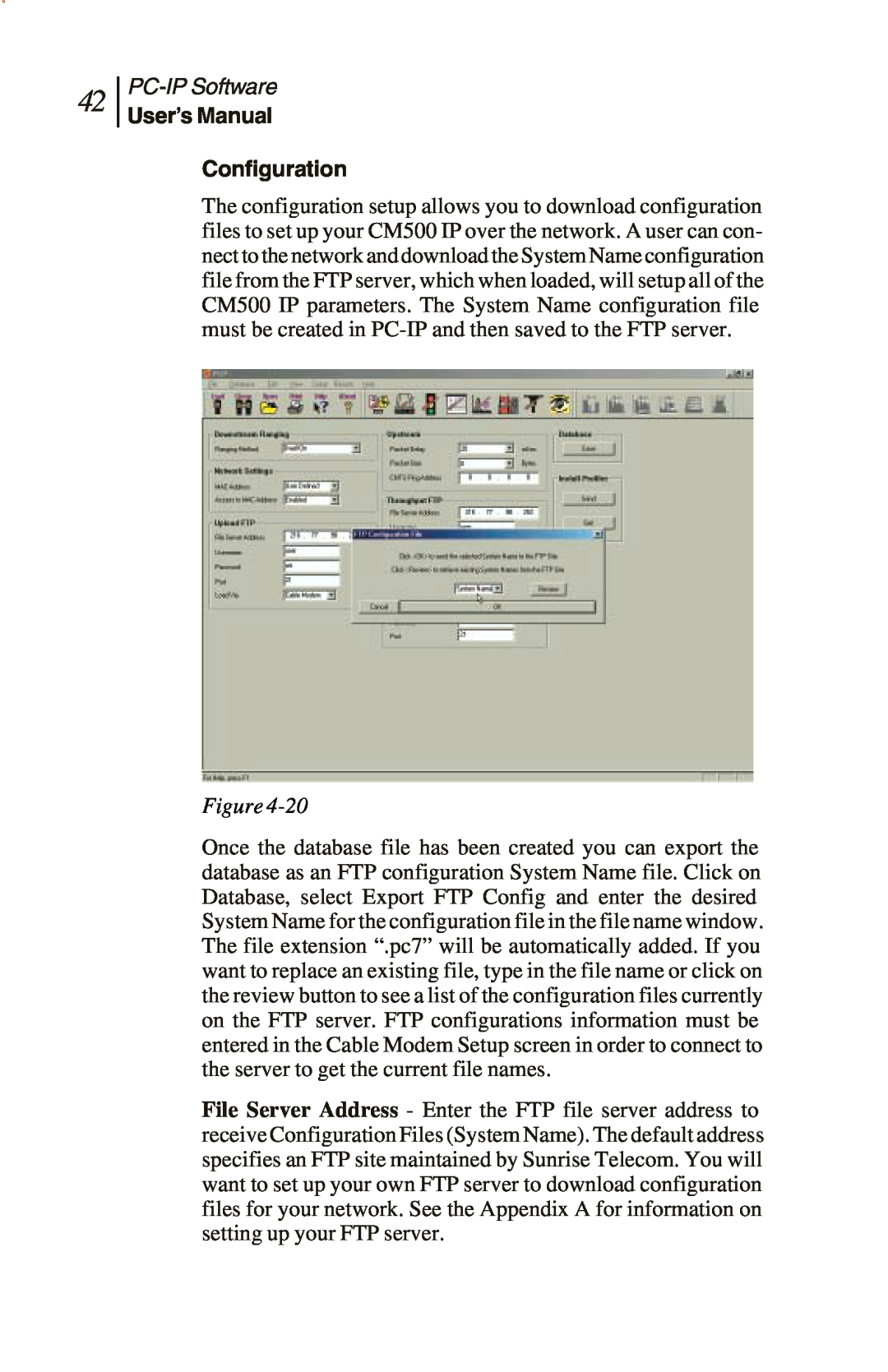 Sunrise Global CM100 IP, CM250 IP, and CM500 IP manual Configuration, PC-IPSoftware, User’s Manual, Figure 